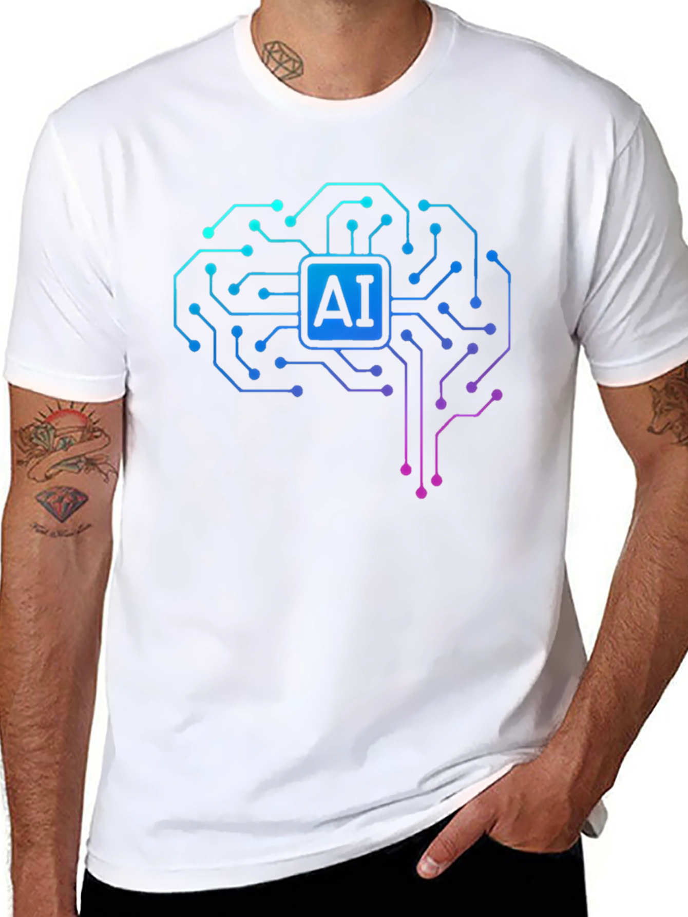 AI Brain Circuit T-Shirt - Tech Style
