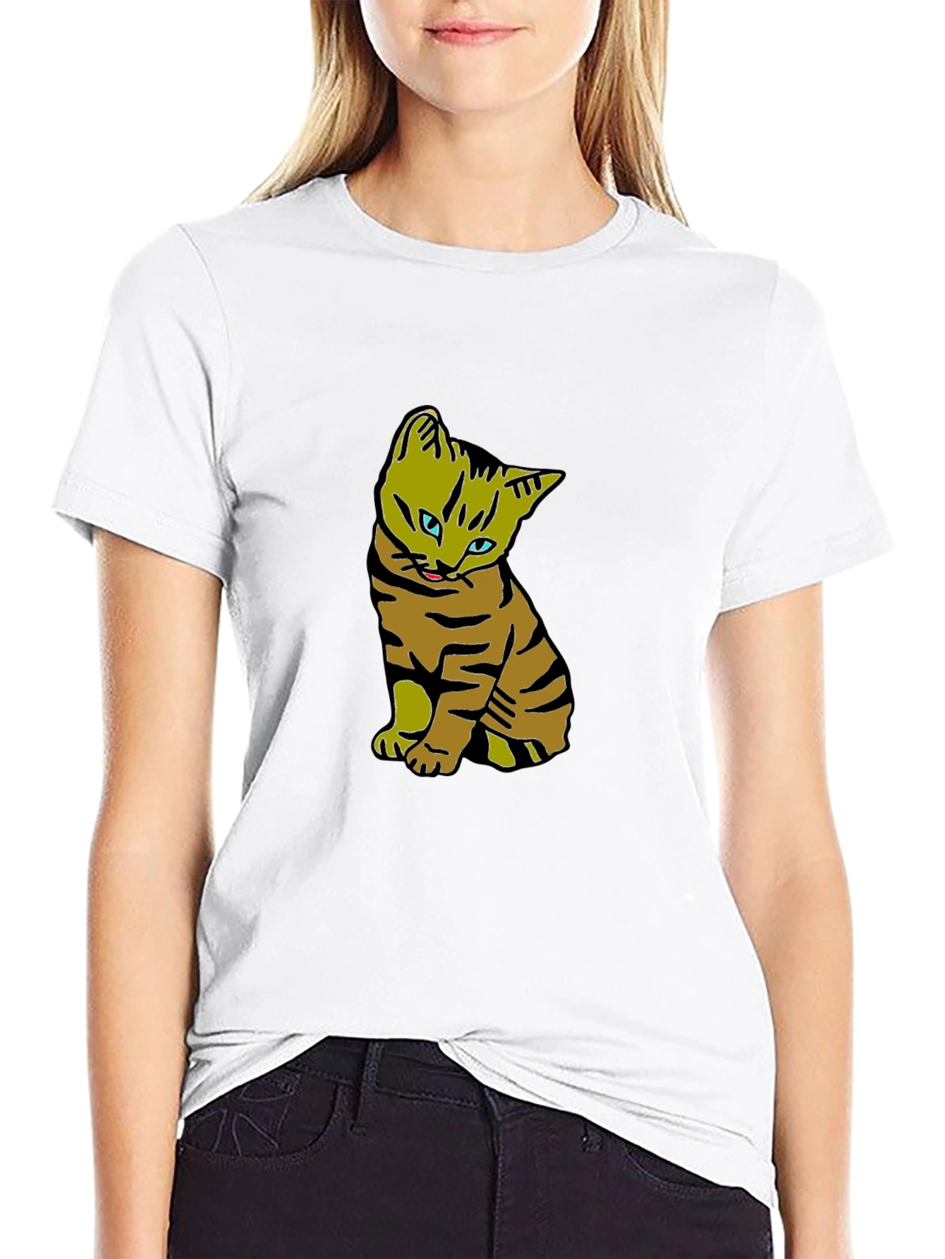 Cool Cat Graphic Tee - Black Cotton T-Shirt