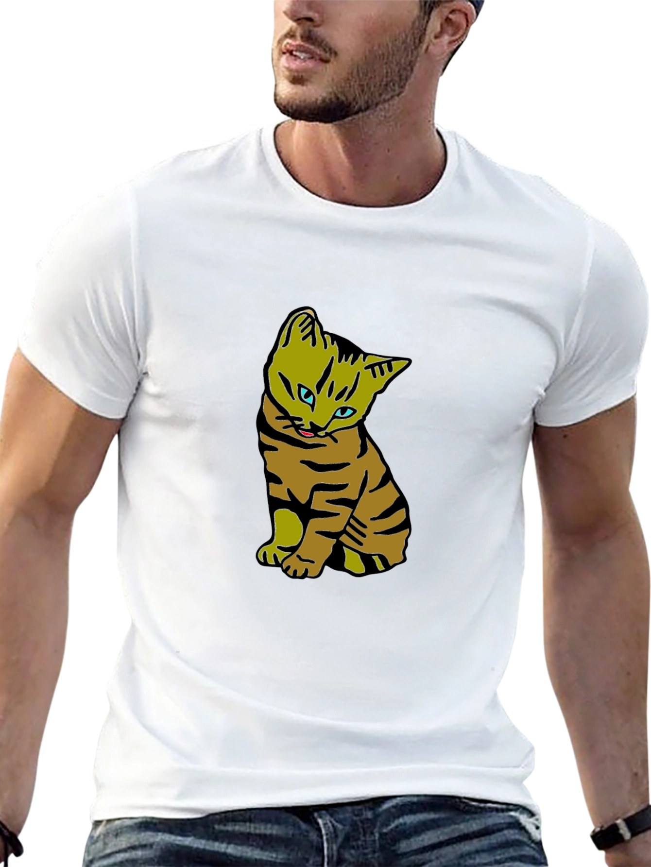 Cool Cat Graphic Tee - Black Cotton T-Shirt