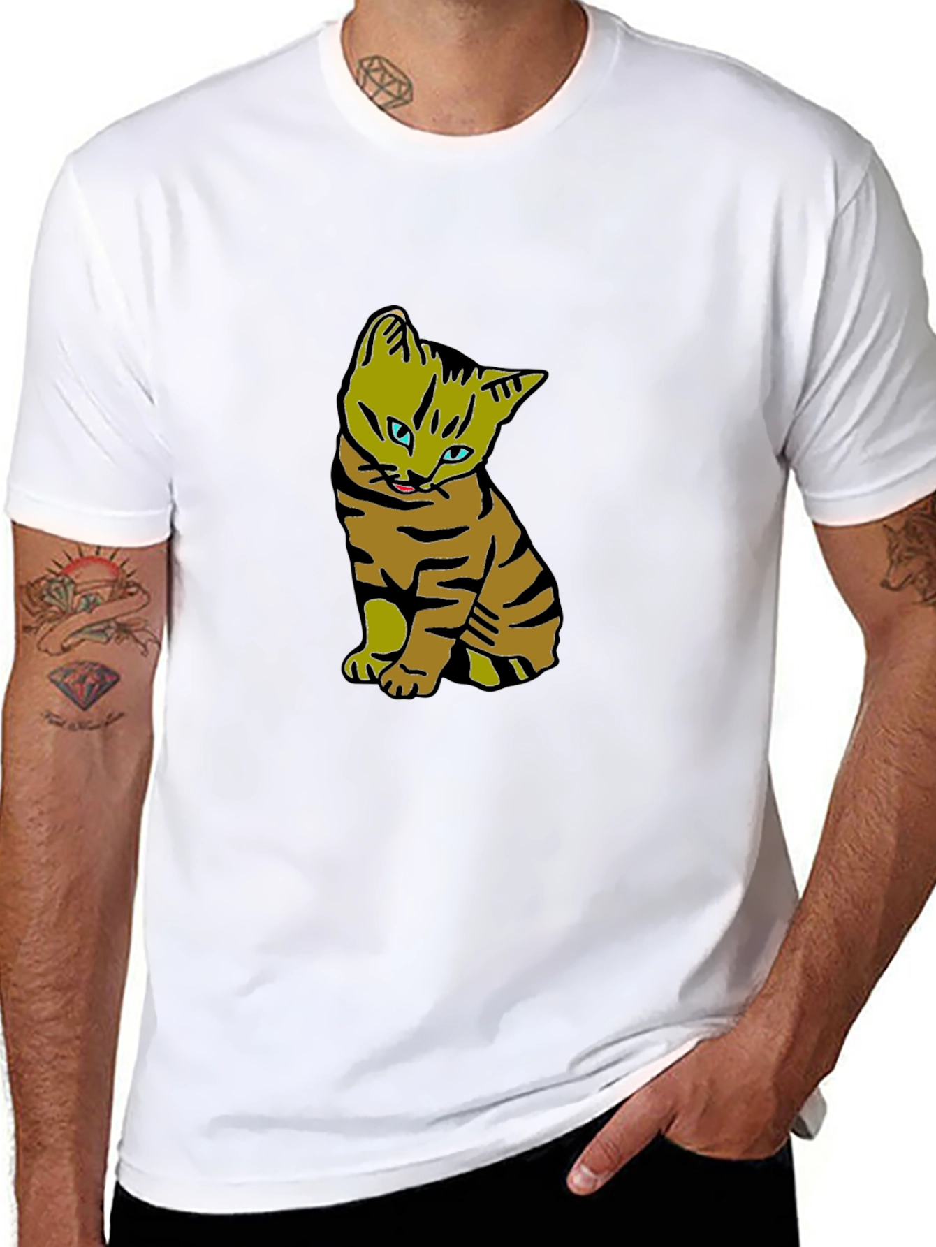 Cool Cat Graphic Tee - Black Cotton T-Shirt