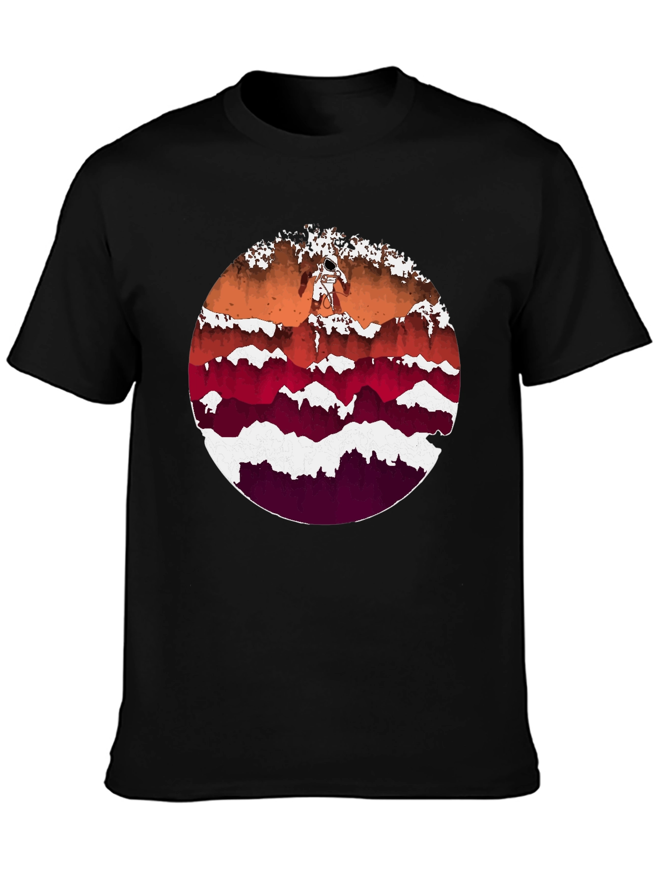 Astronaut Mountainscape Graphic Tee - Black