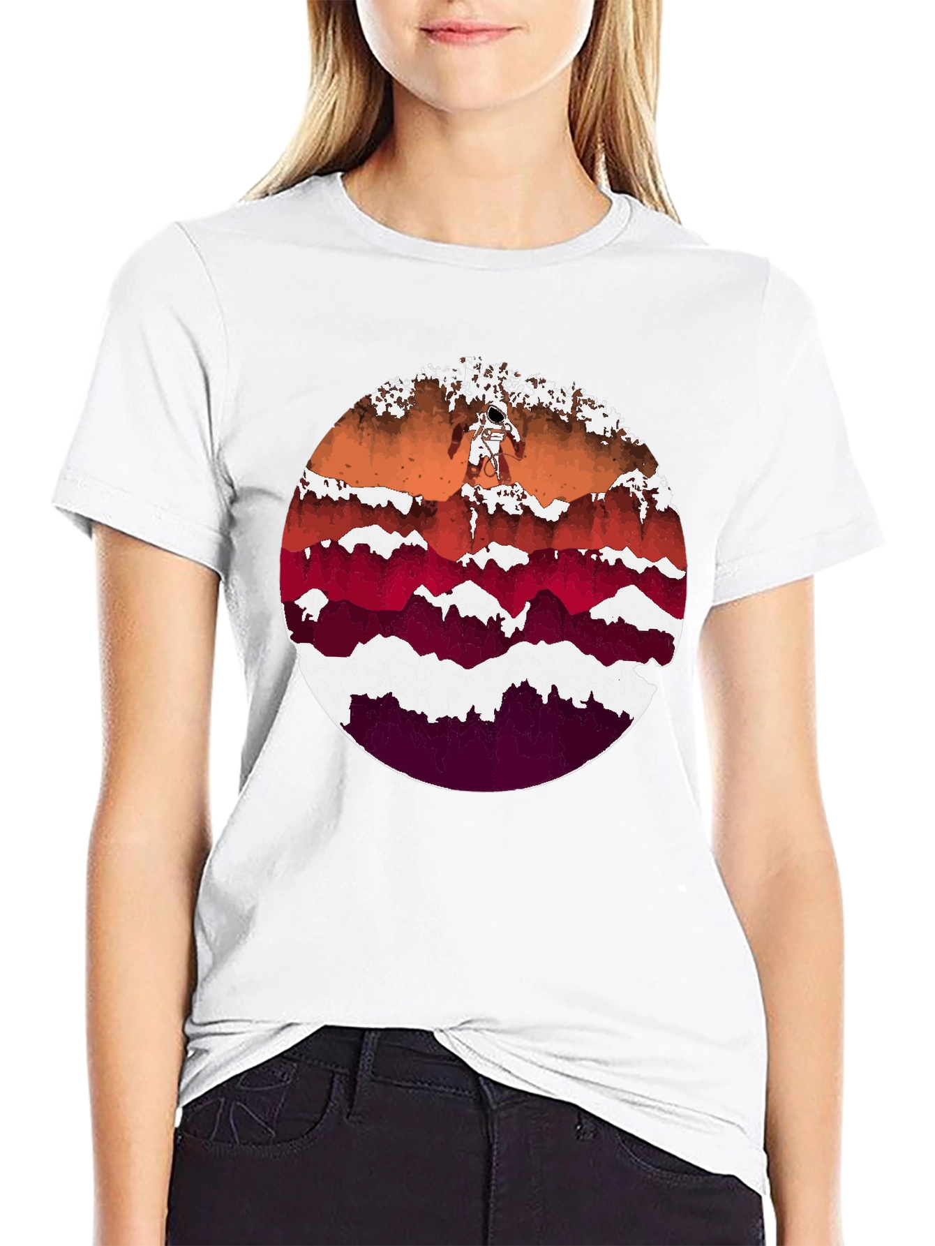 Astronaut Mountainscape Graphic Tee - Black
