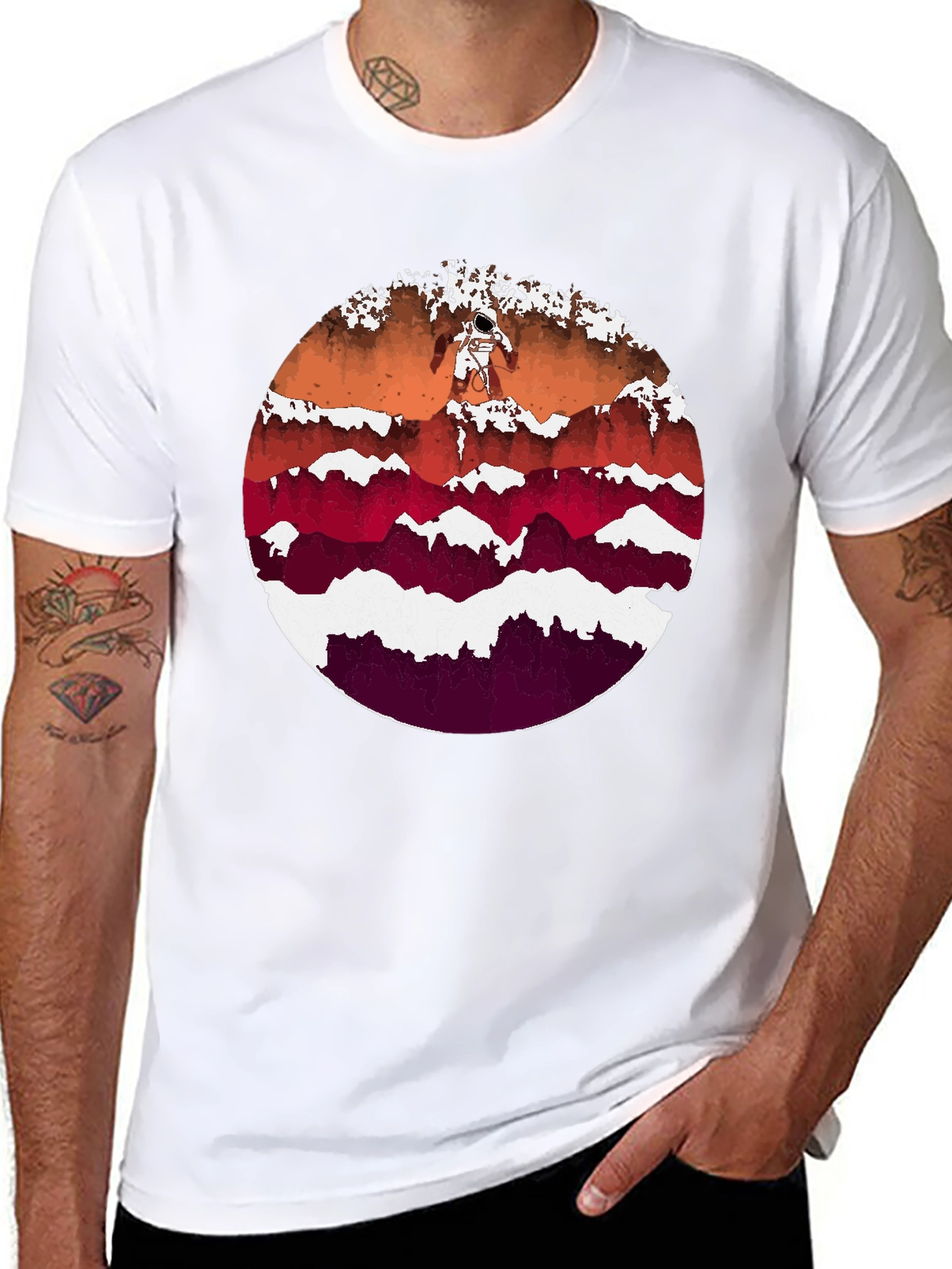 Astronaut Mountainscape Graphic Tee - Black