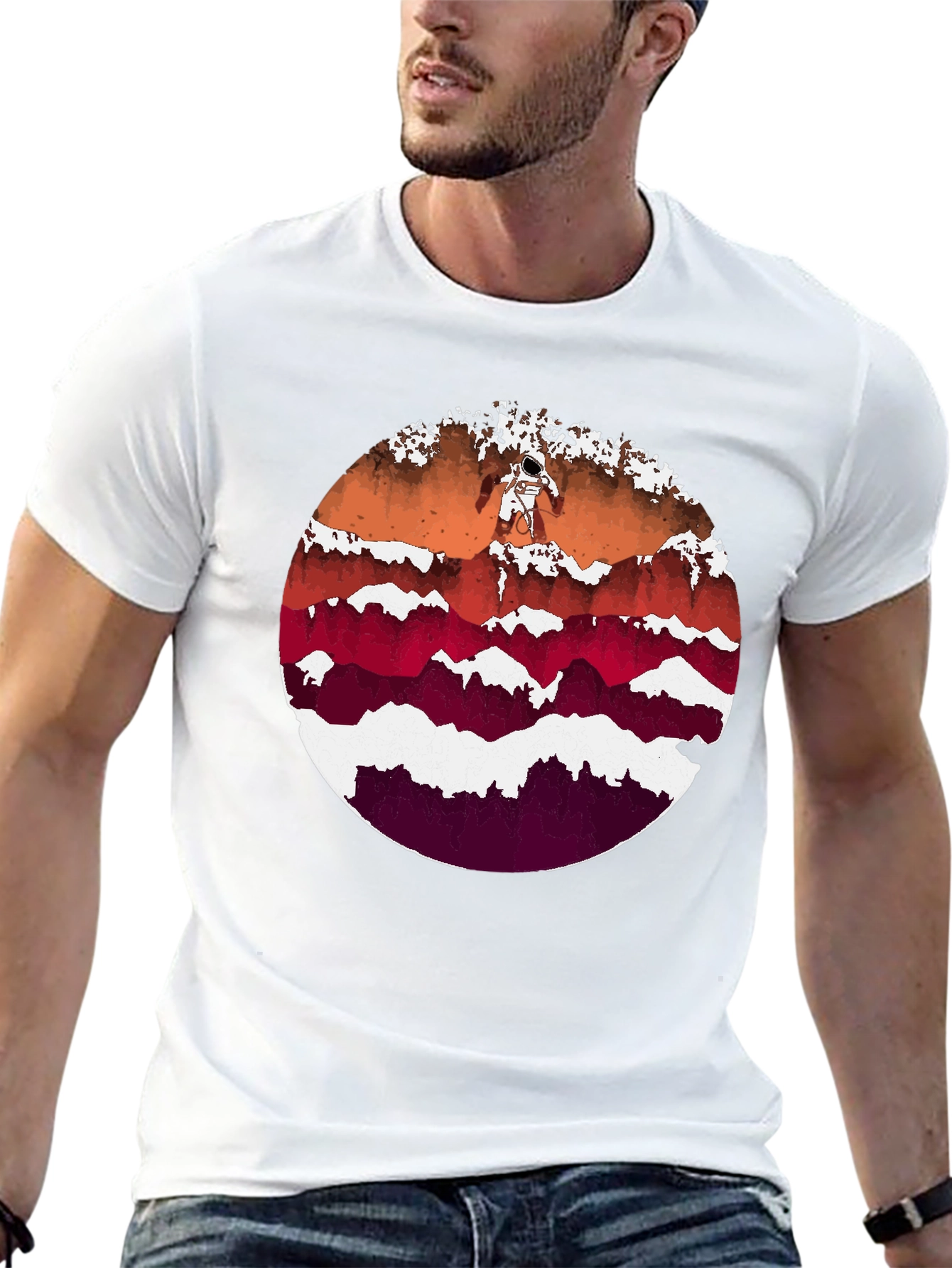 Astronaut Mountainscape Graphic Tee - Black