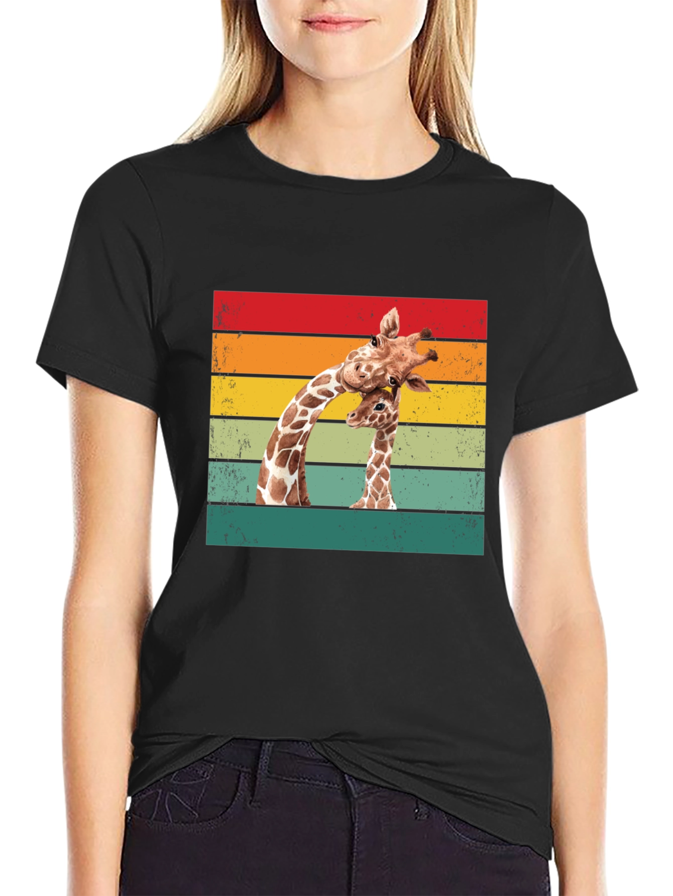 Giraffe Graphic Tee - Retro Style Animal Lover Shirt