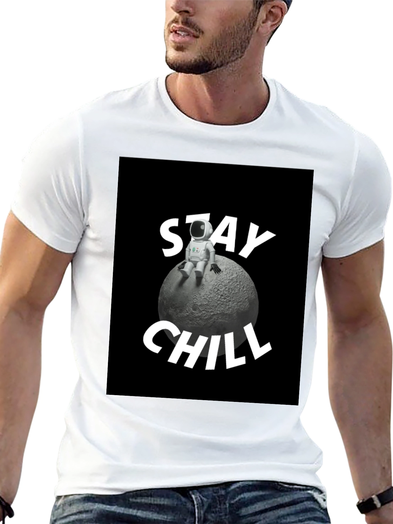 Stay Chill Astronaut T-Shirt - Relaxed Moon Vibes