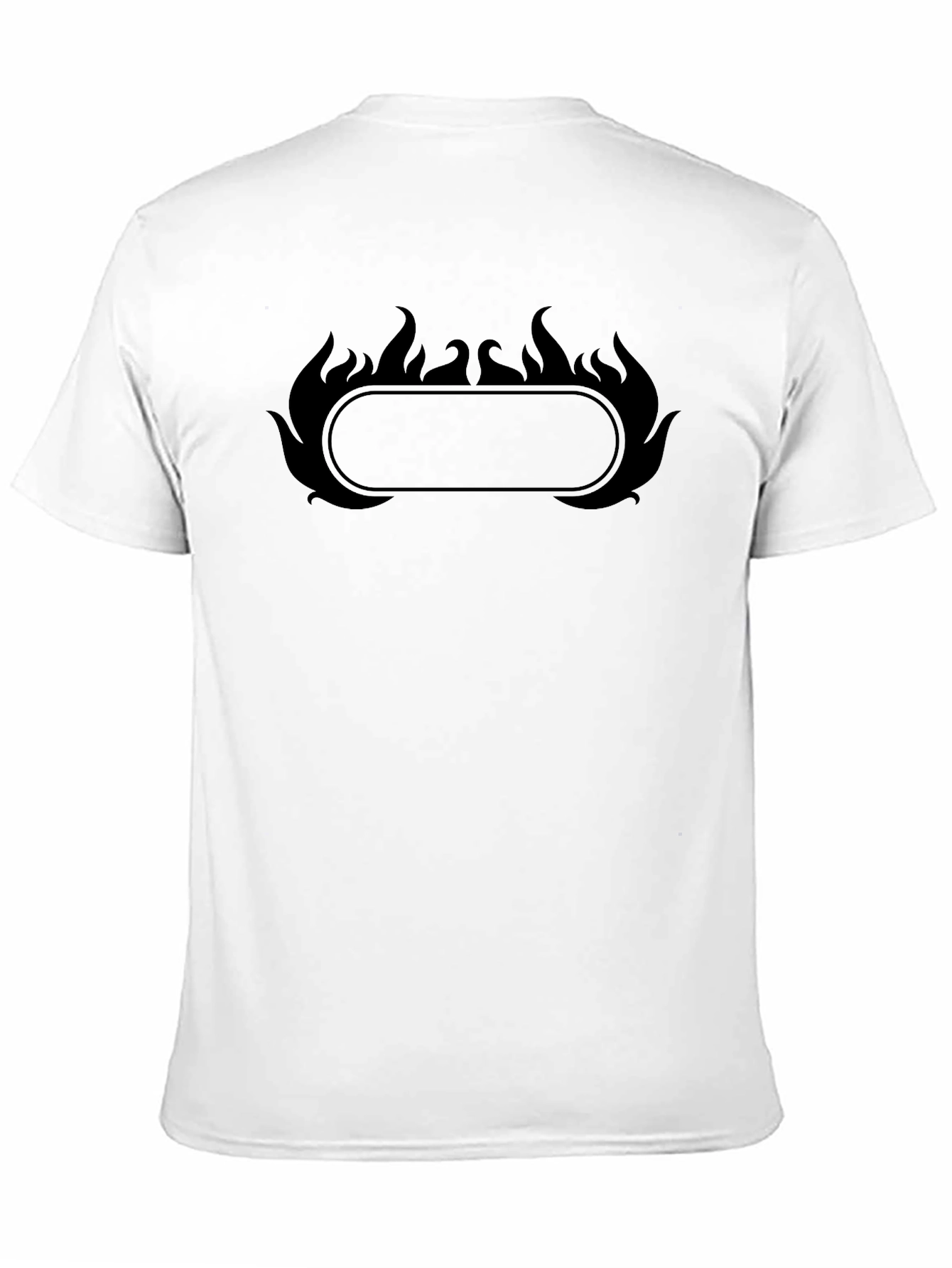 Black T-Shirt with Flame Border Design