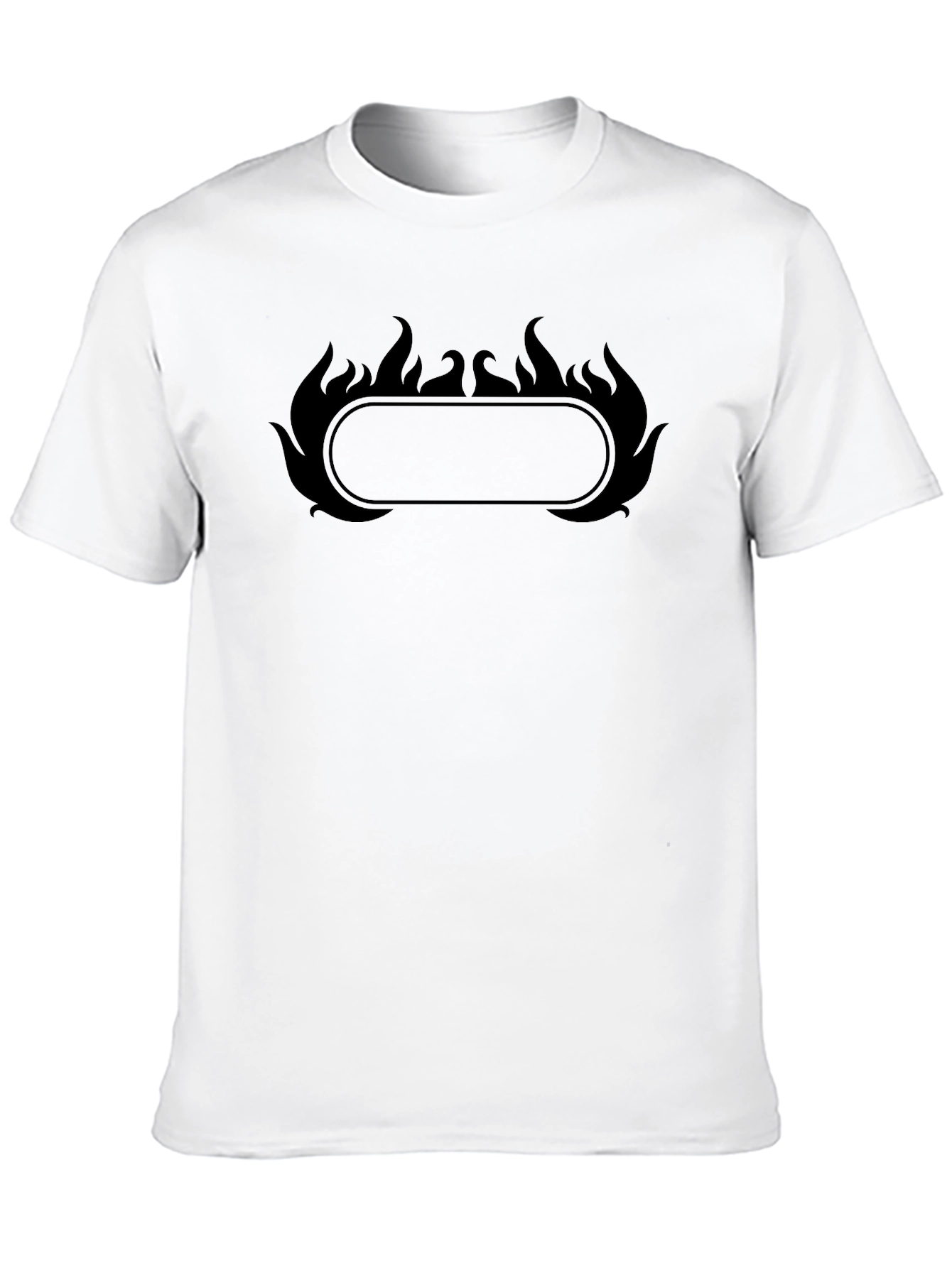 Black T-Shirt with Flame Border Design