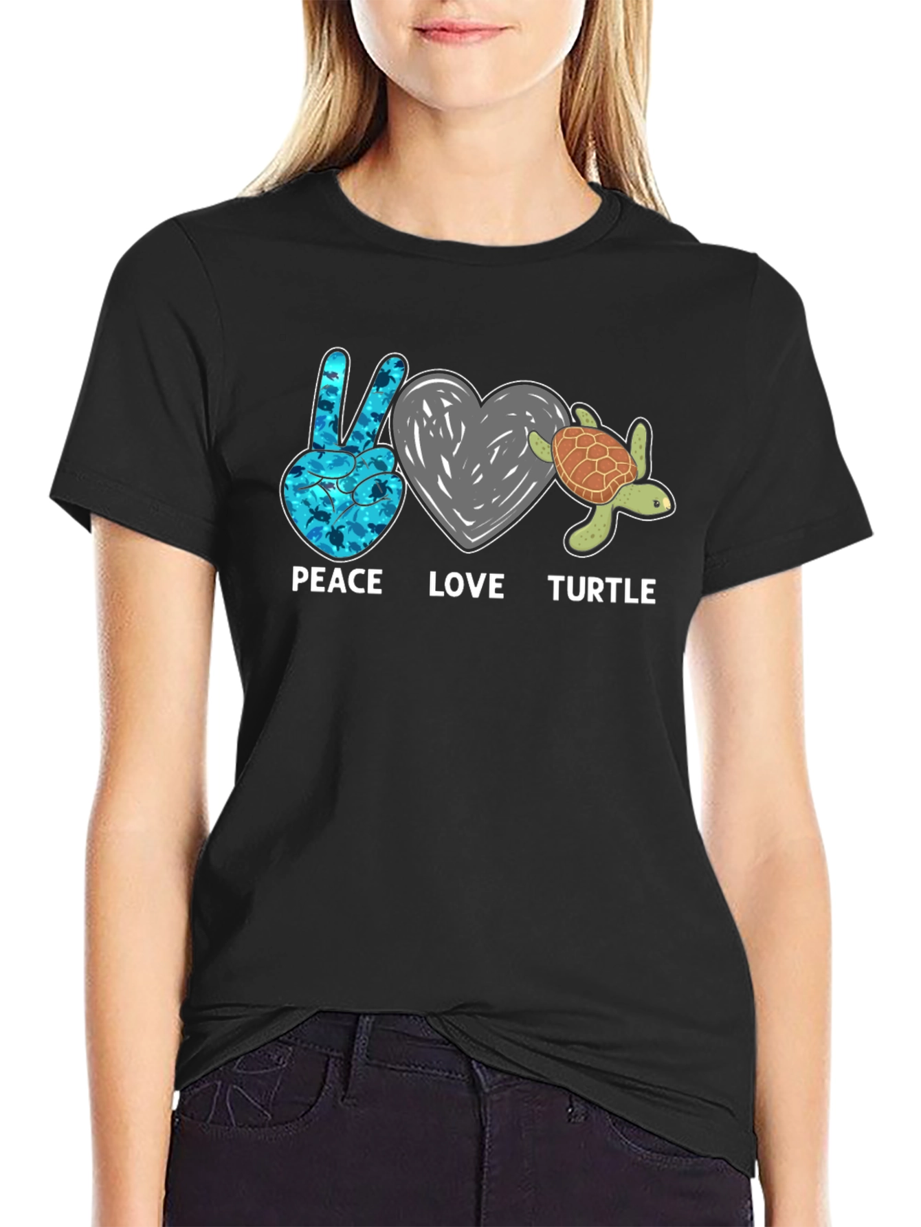 Peace Love Turtle Graphic T-Shirt