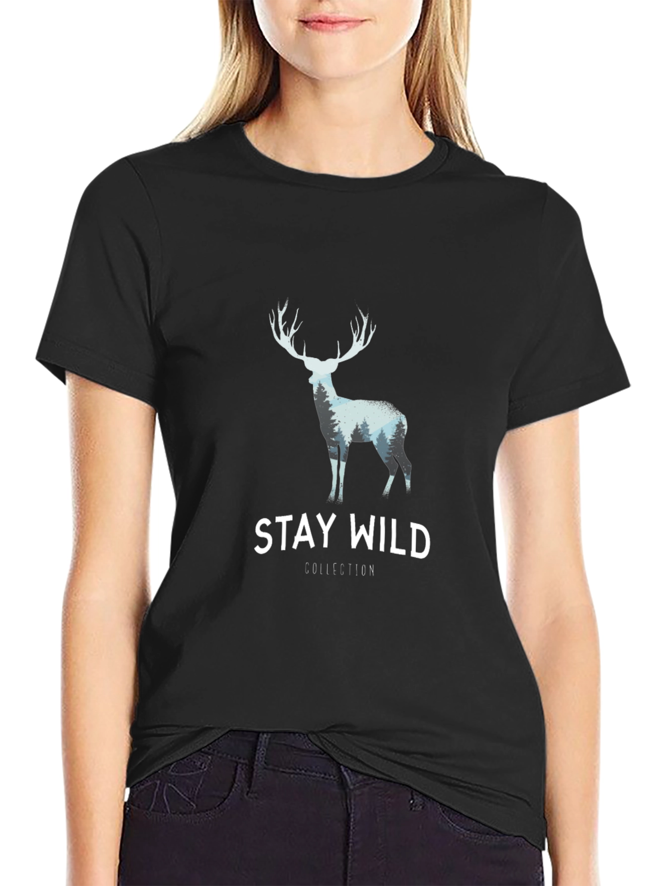 Stay Wild Graphic Tee - Deer Antler Design