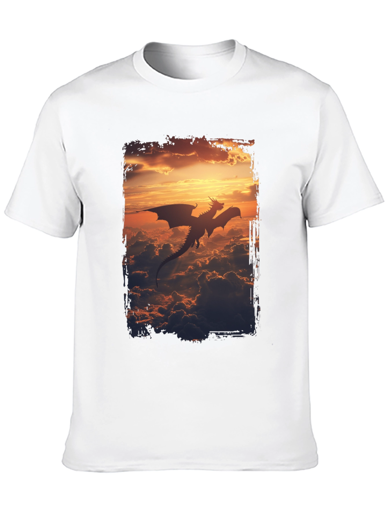 Dragon Sunset Graphic Tee - Mens Black T-Shirt