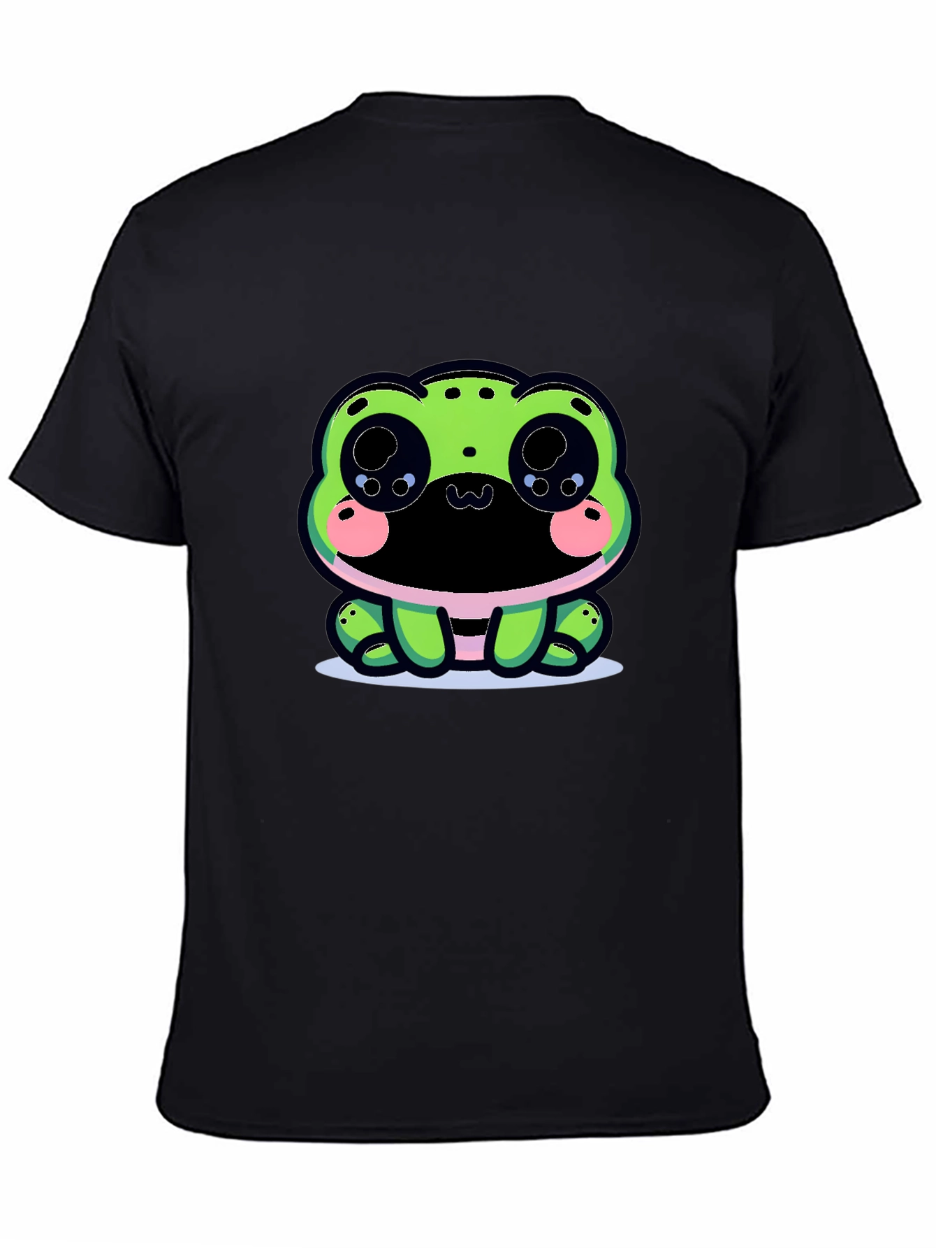 Cute Frog Graphic Tee - Black Cotton Blend