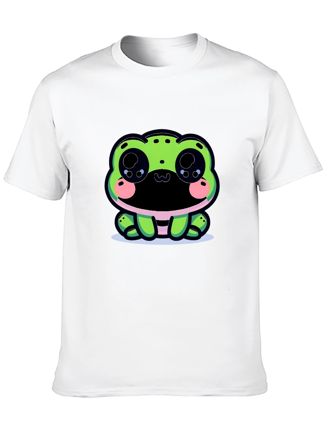 Cute Frog Graphic Tee - Black Cotton Blend