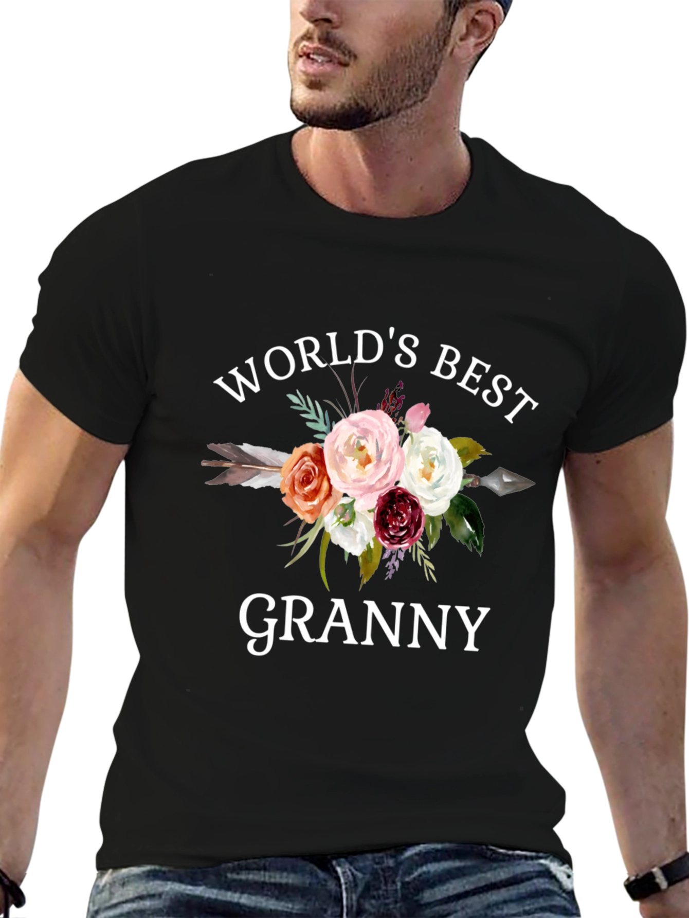 Worlds Best Granny Floral Arrow T-Shirt