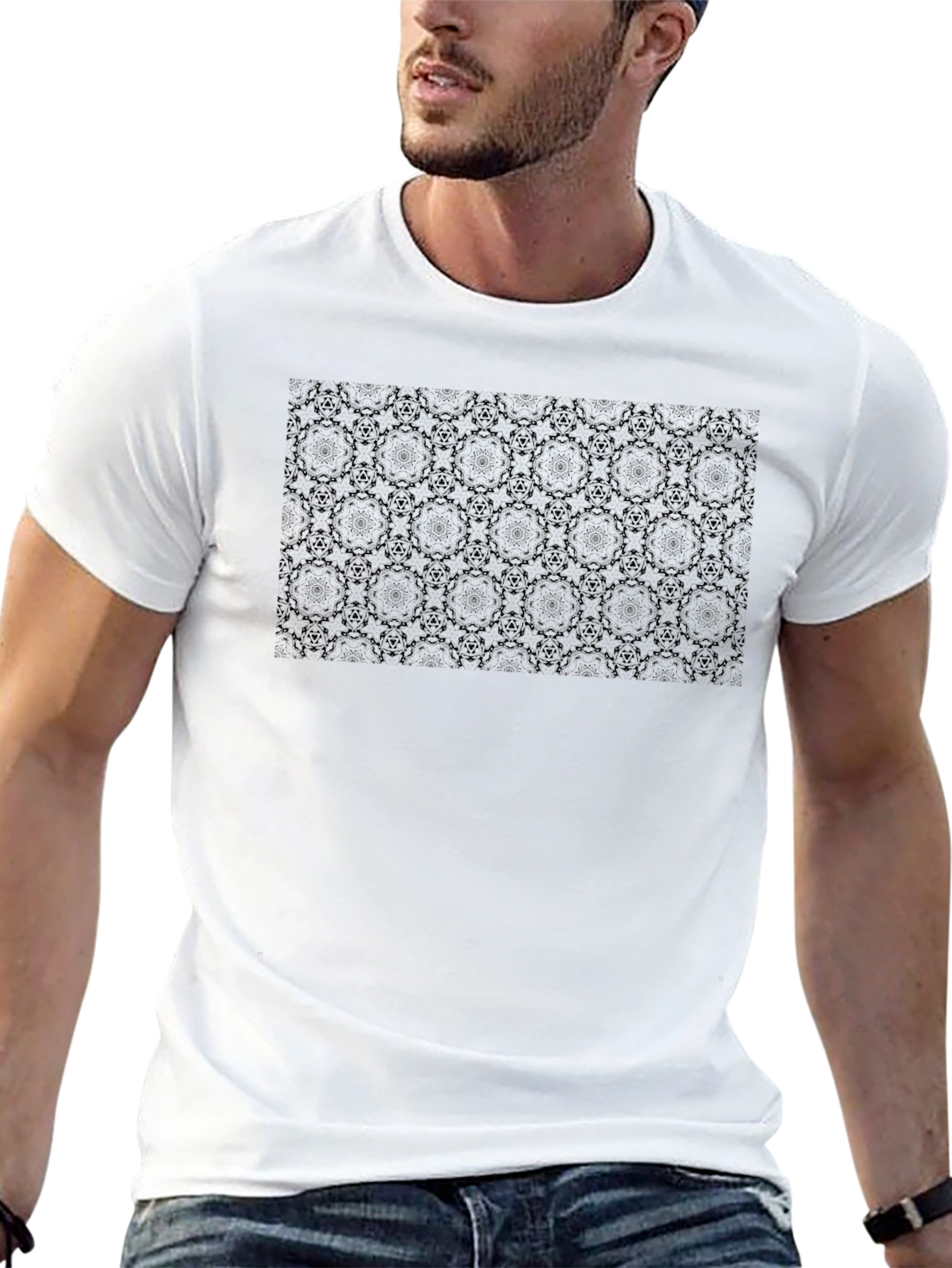 Elegant Black Patterned T-Shirt