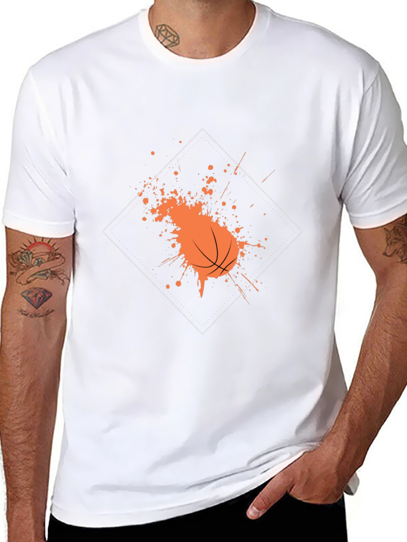 Basketball Splatter Graphic Tee - Trendy Black Shirt