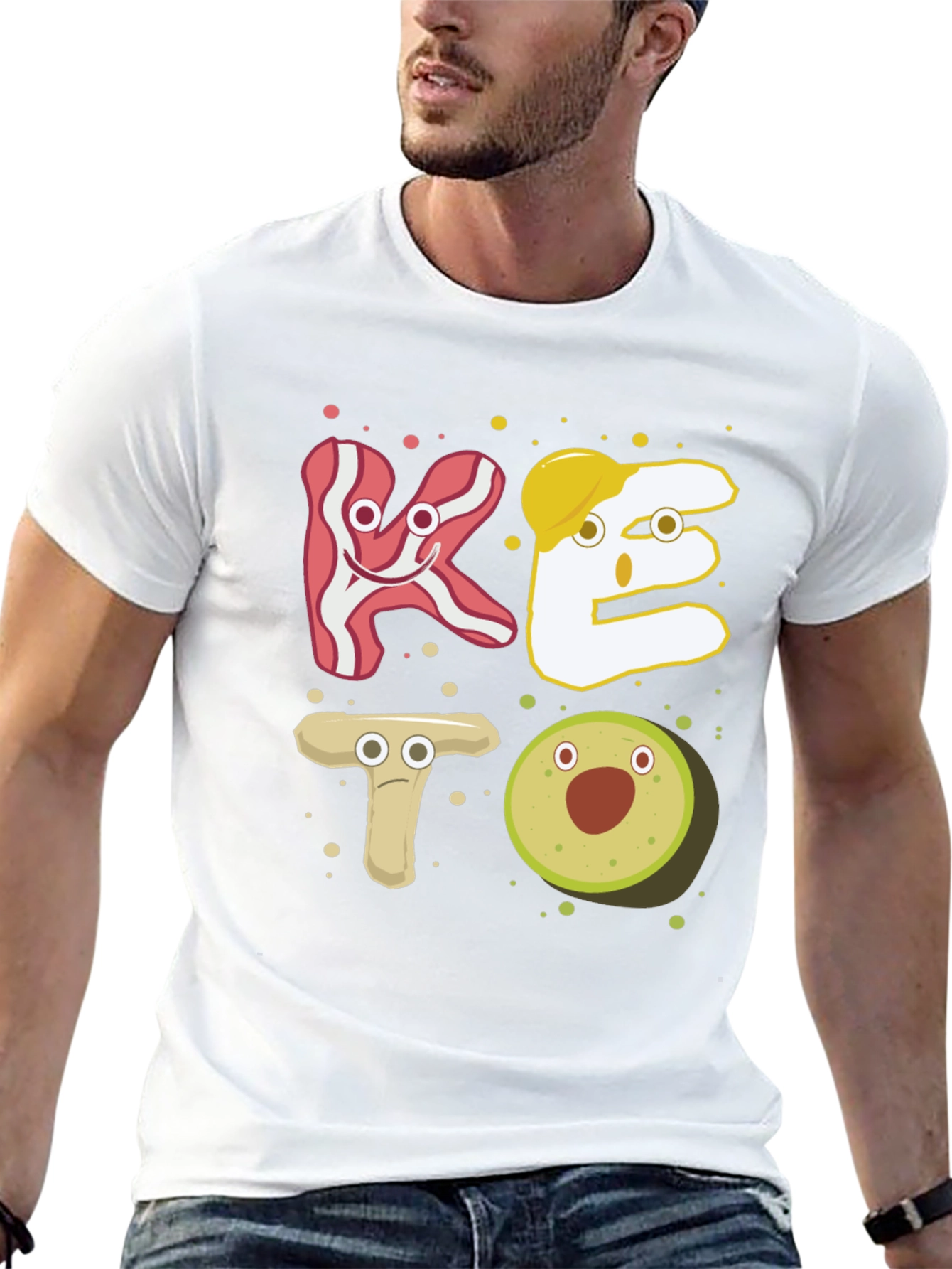 Keto Cartoon Food T-Shirt - Black