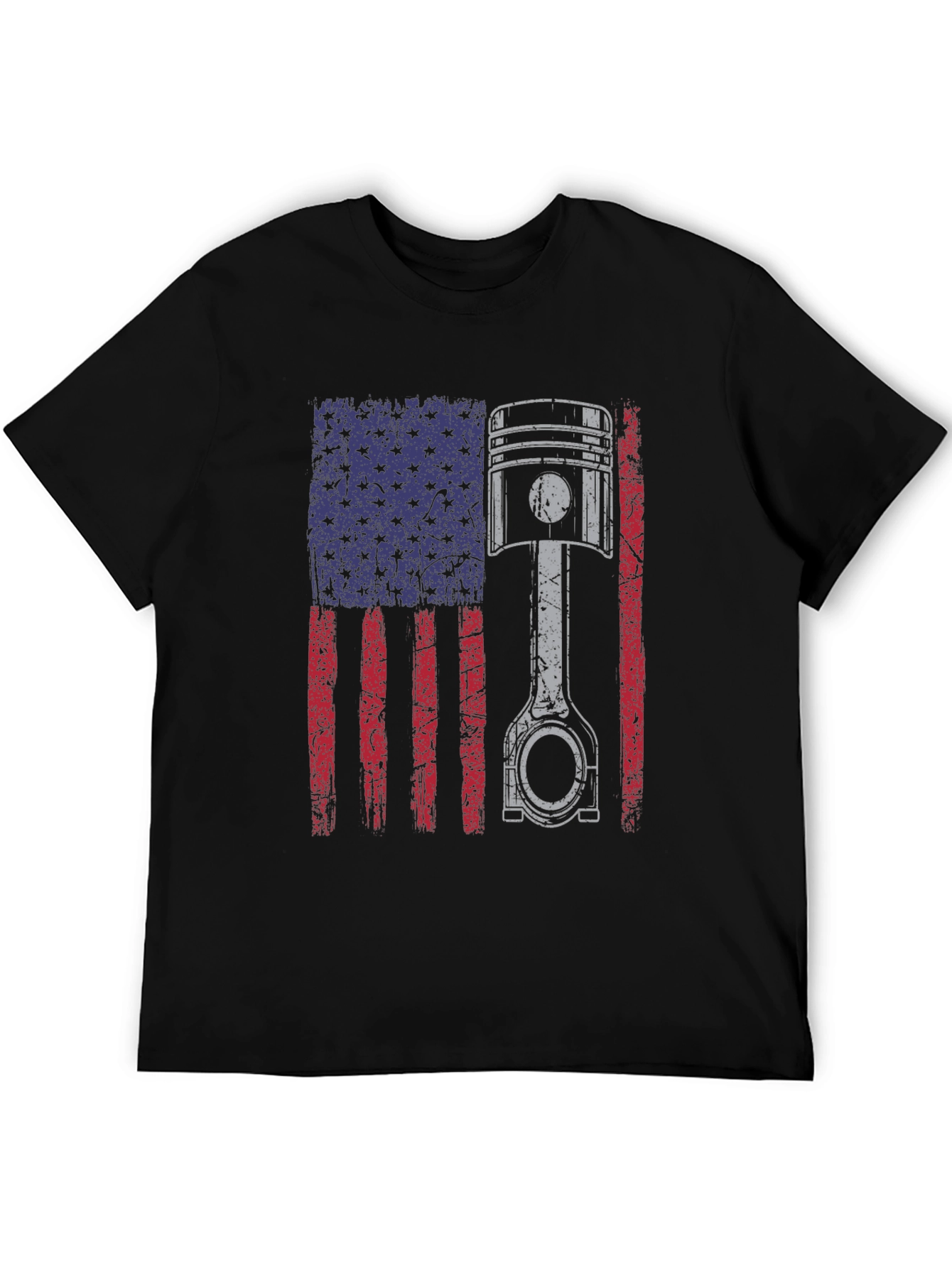 American Flag Piston T-Shirt - Automotive Enthusiast Apparel