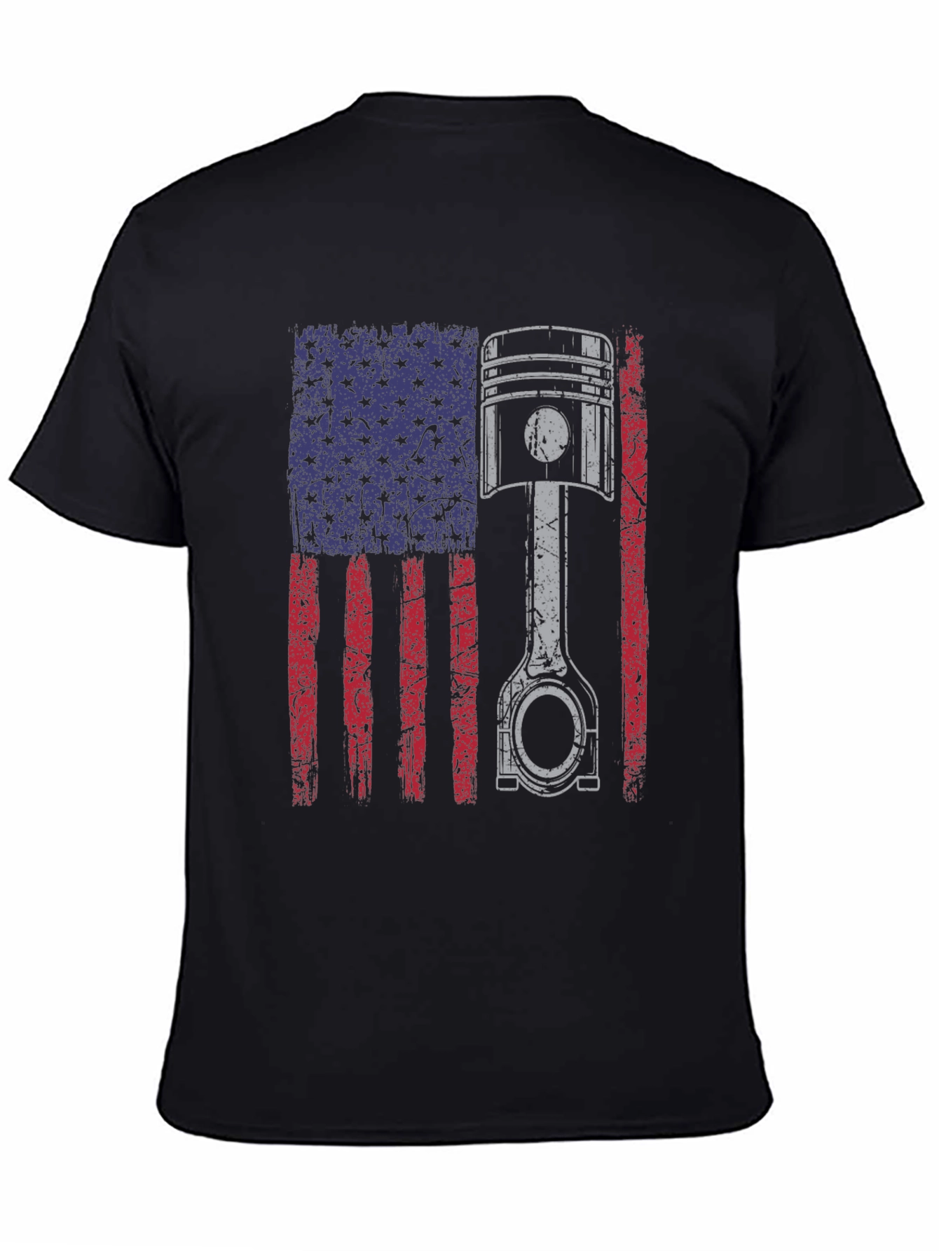 American Flag Piston T-Shirt - Automotive Enthusiast Apparel