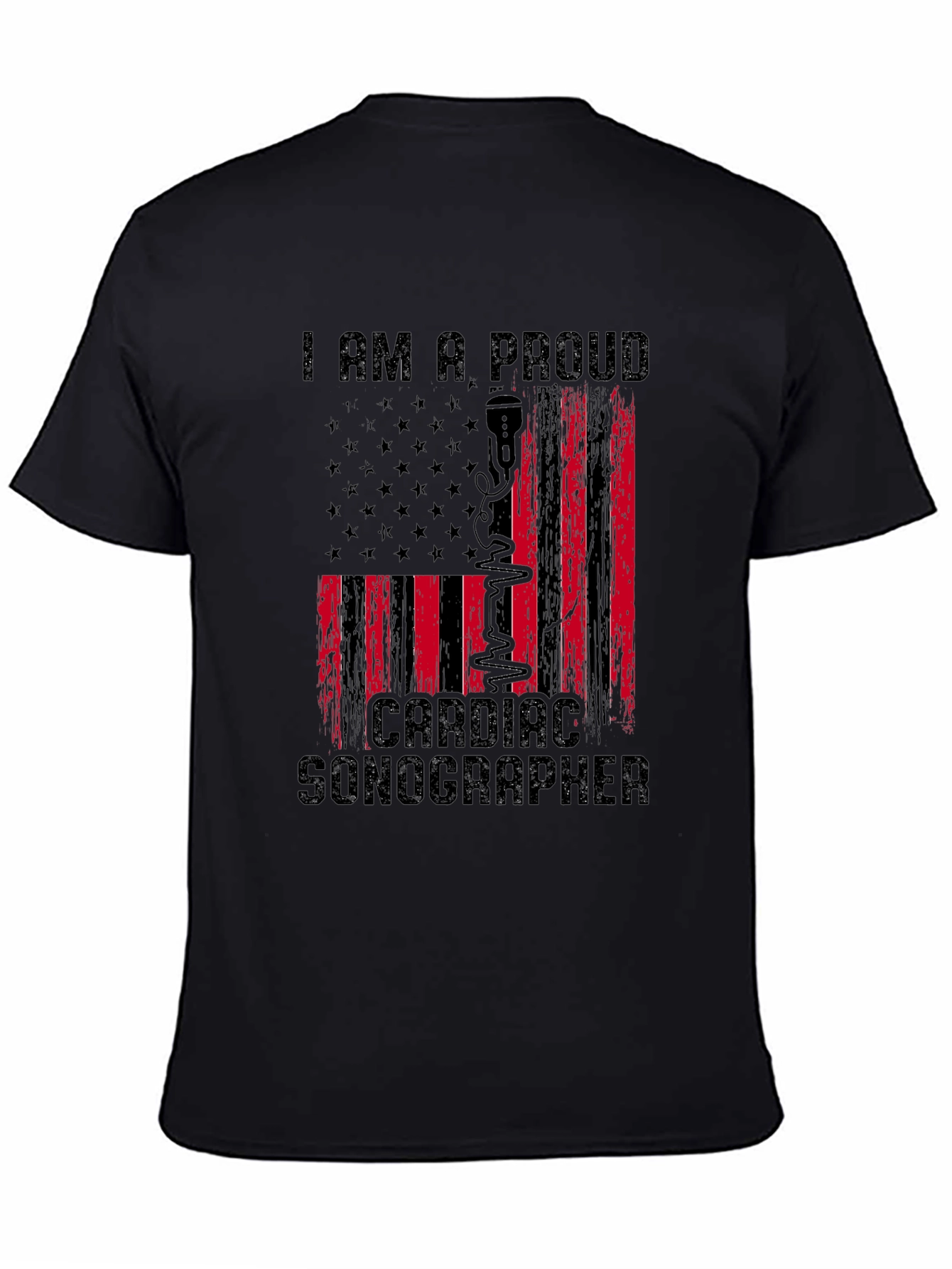 Proud Cardiac Sonographer T-Shirt - American Flag Design