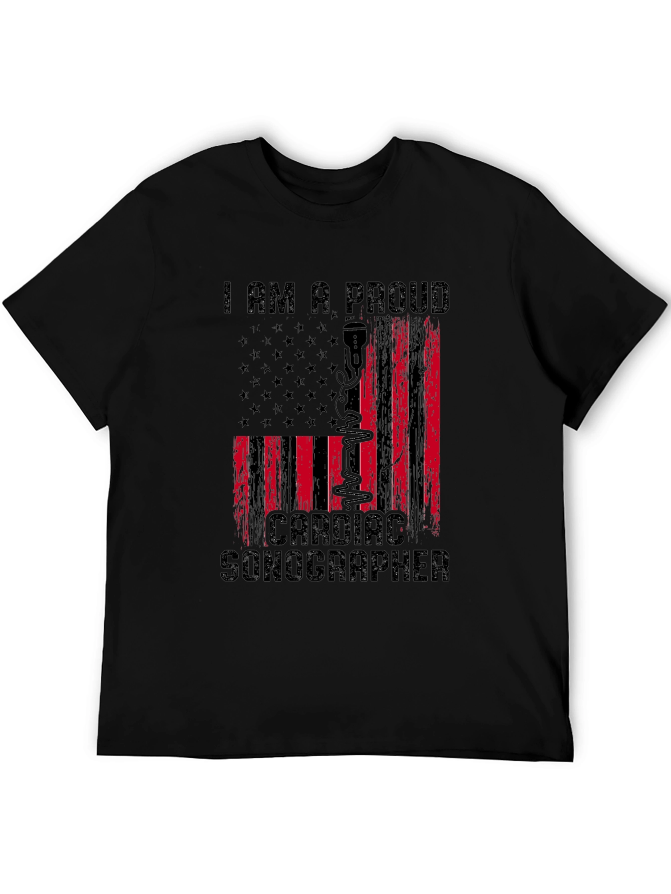 Proud Cardiac Sonographer T-Shirt - American Flag Design