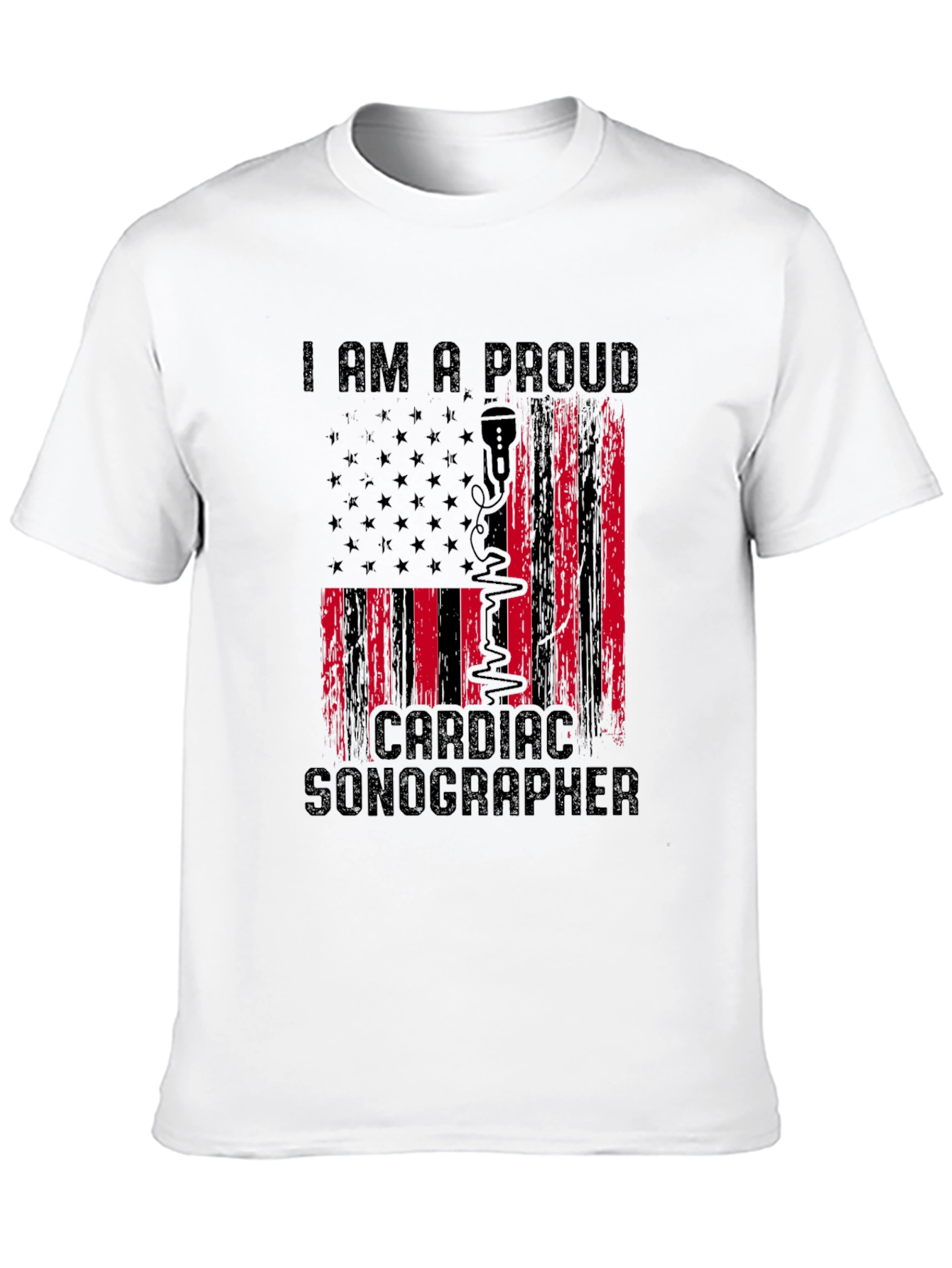 Proud Cardiac Sonographer T-Shirt - American Flag Design
