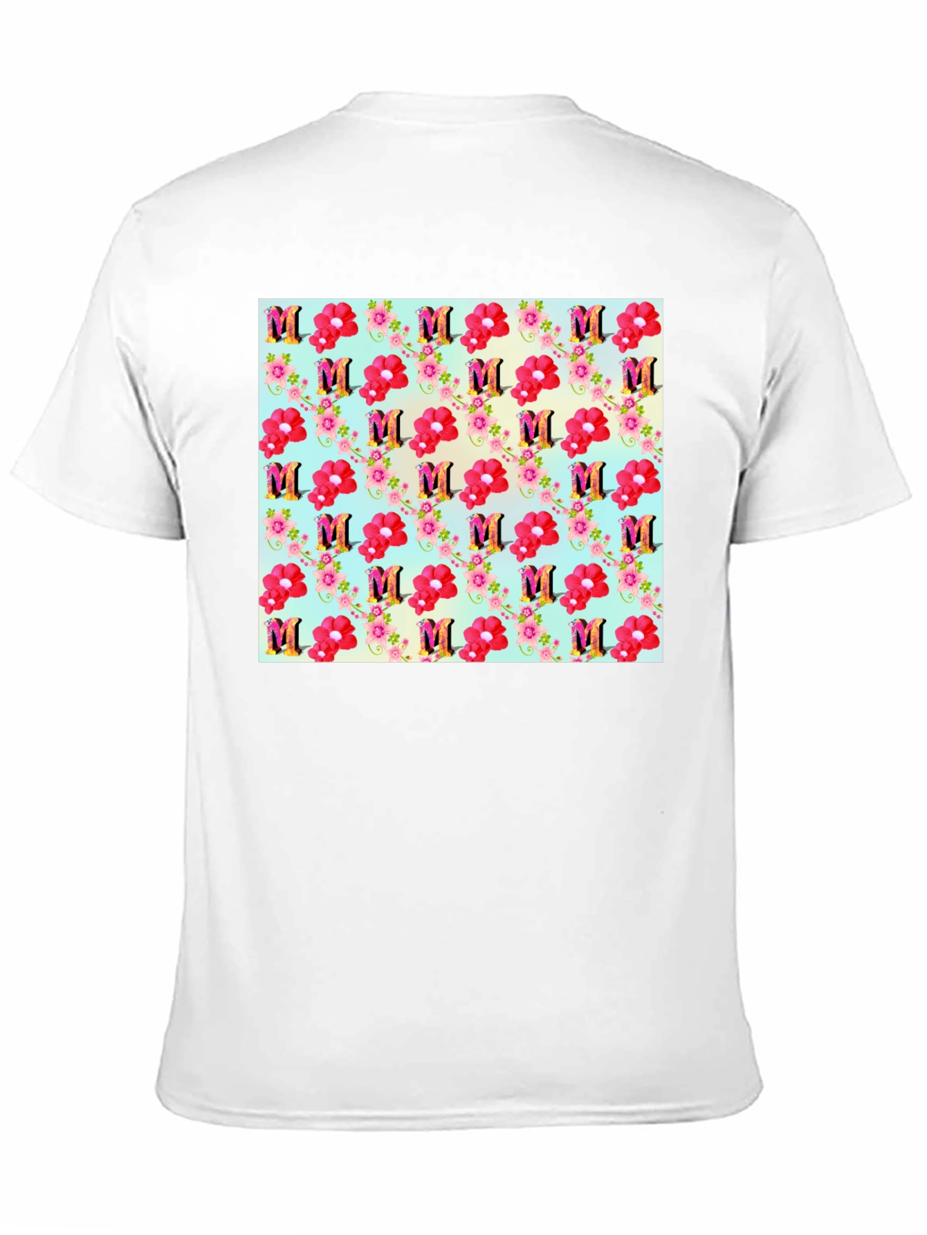 Floral M Patterned Black T-Shirt
