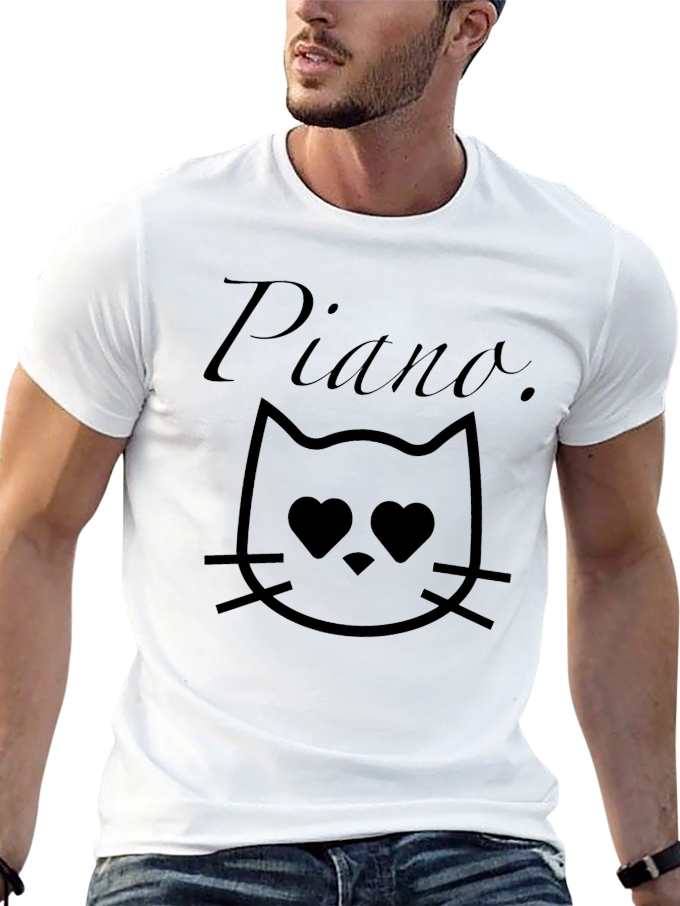 Piano Cat T-Shirt - Black Graphic Tee