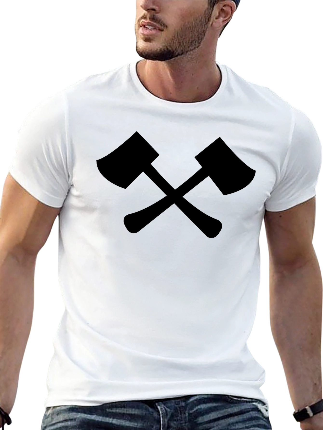 Crossed Axes Graphic Tee - Black Lumberjack Style