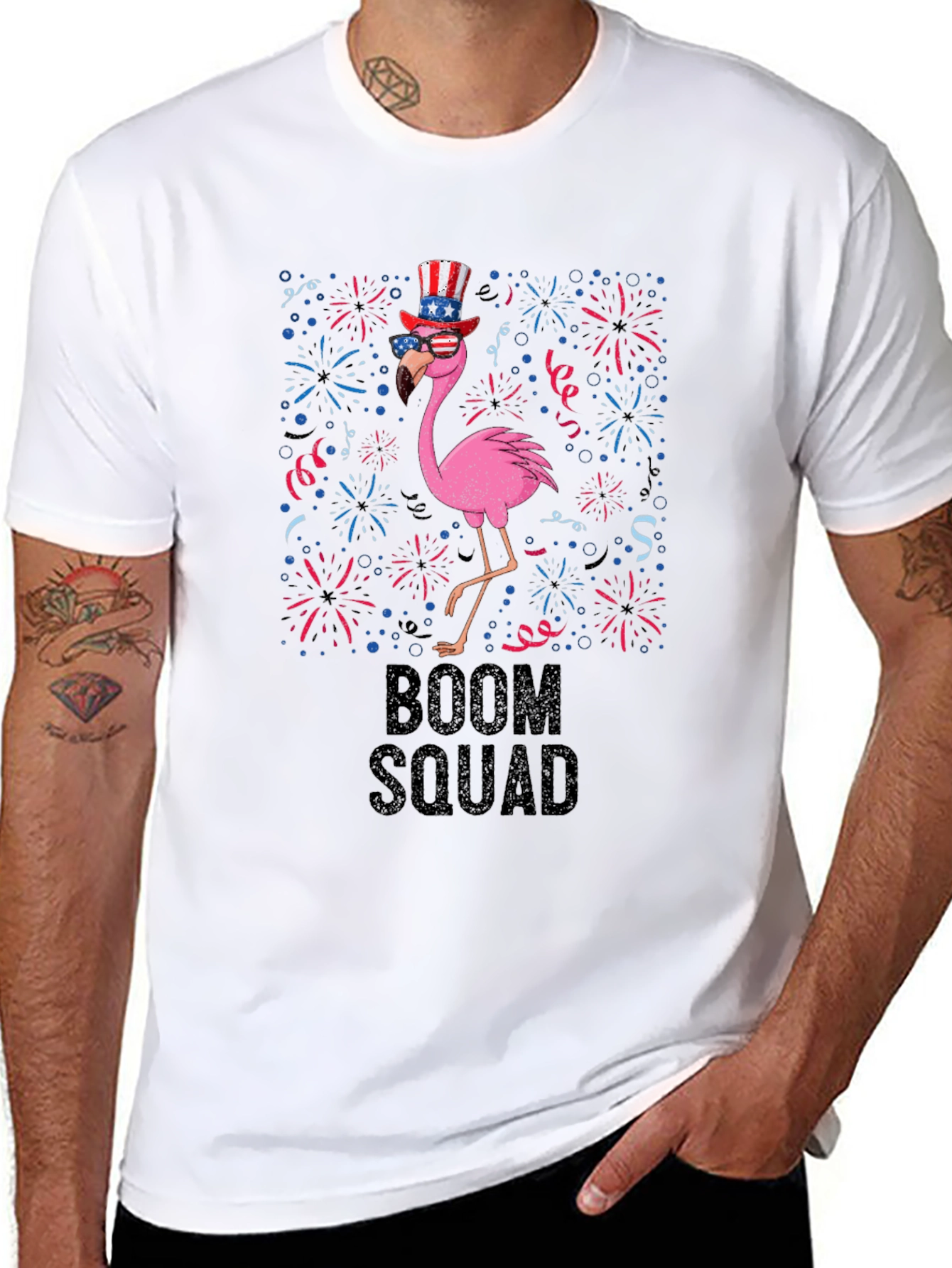 Boom Squad Patriotic Flamingo T-Shirt