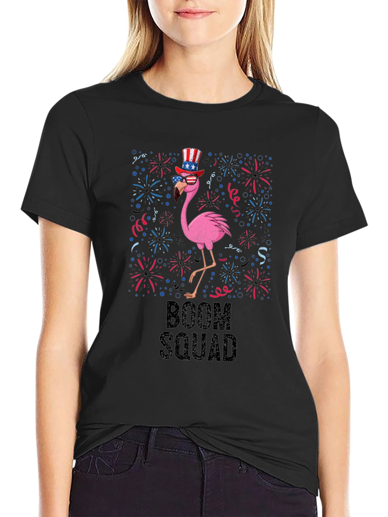 Boom Squad Patriotic Flamingo T-Shirt