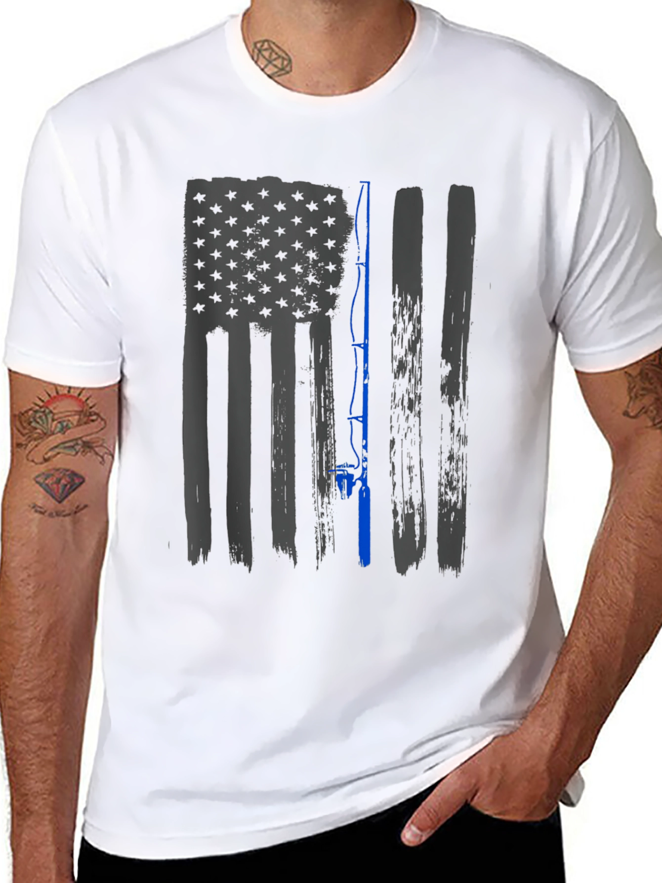 American Flag Fishing Rod T-Shirt