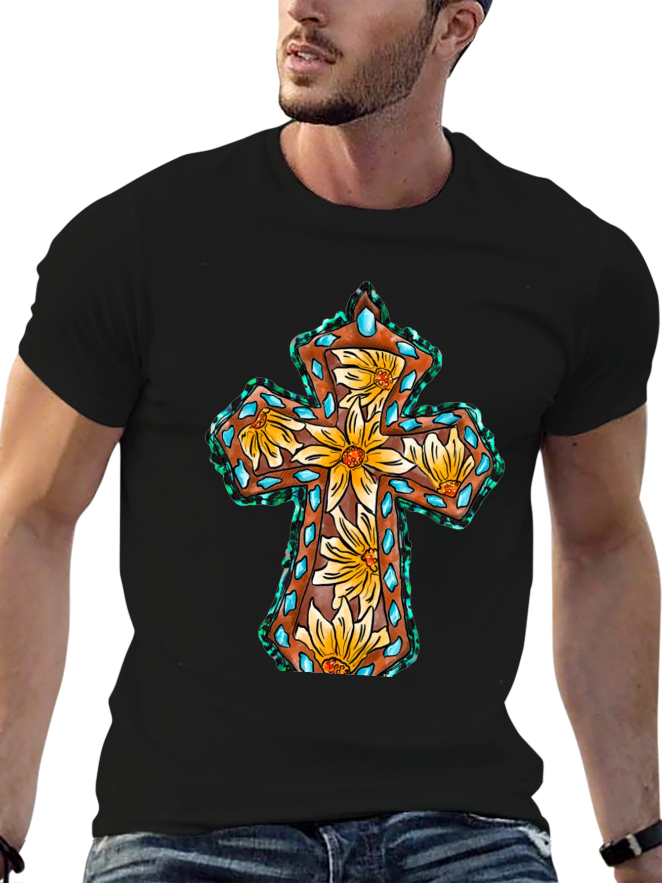 Floral Cross Graphic Tee