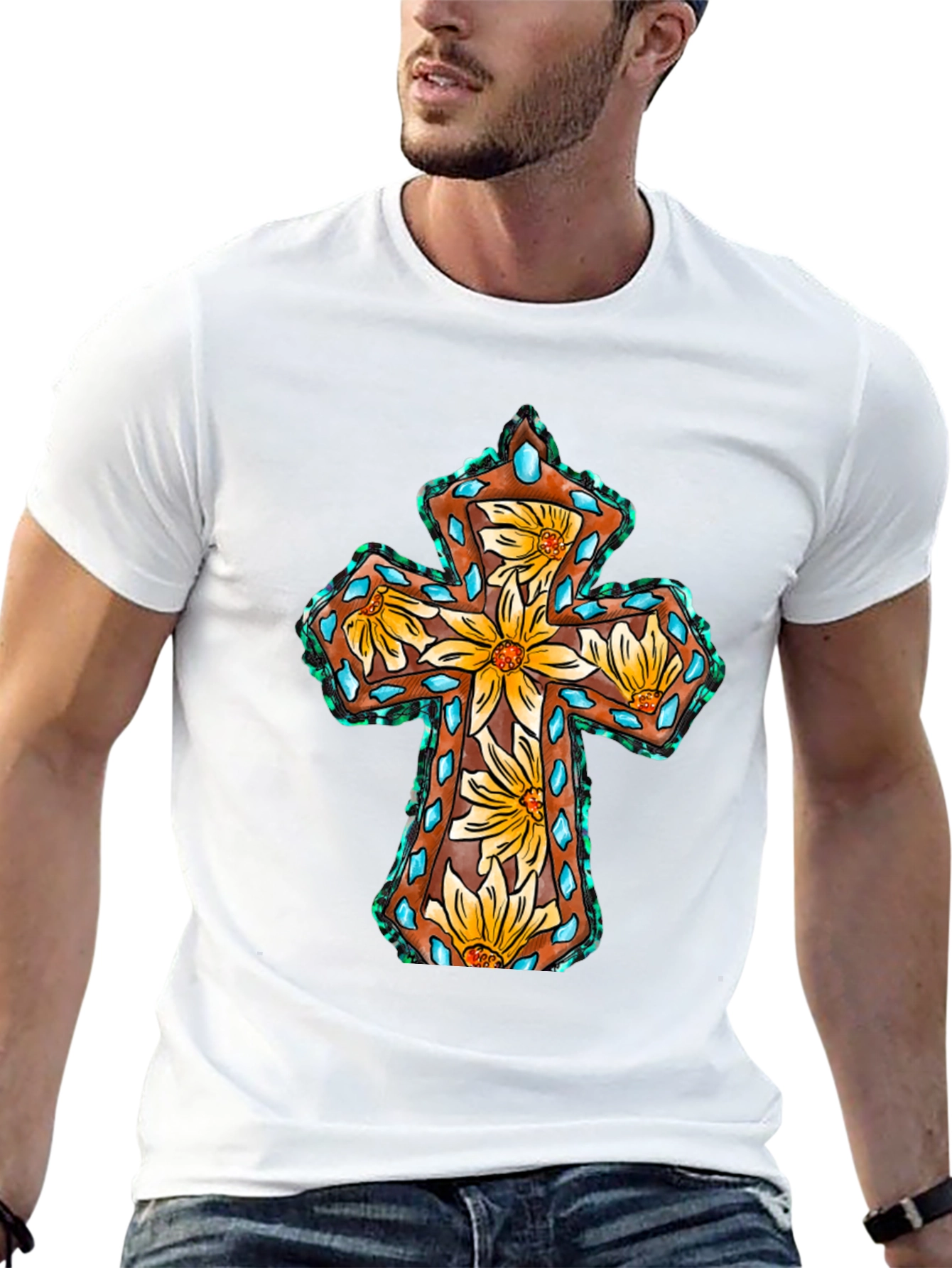 Floral Cross Graphic Tee