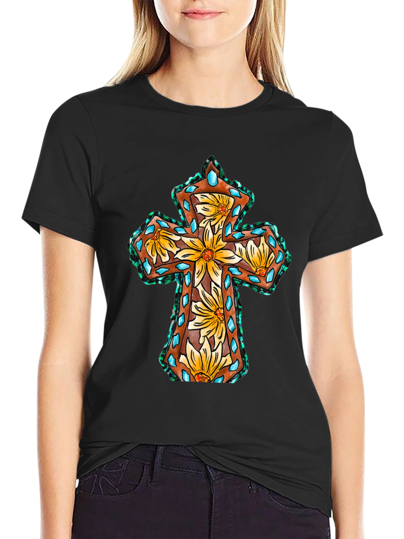 Floral Cross Graphic Tee