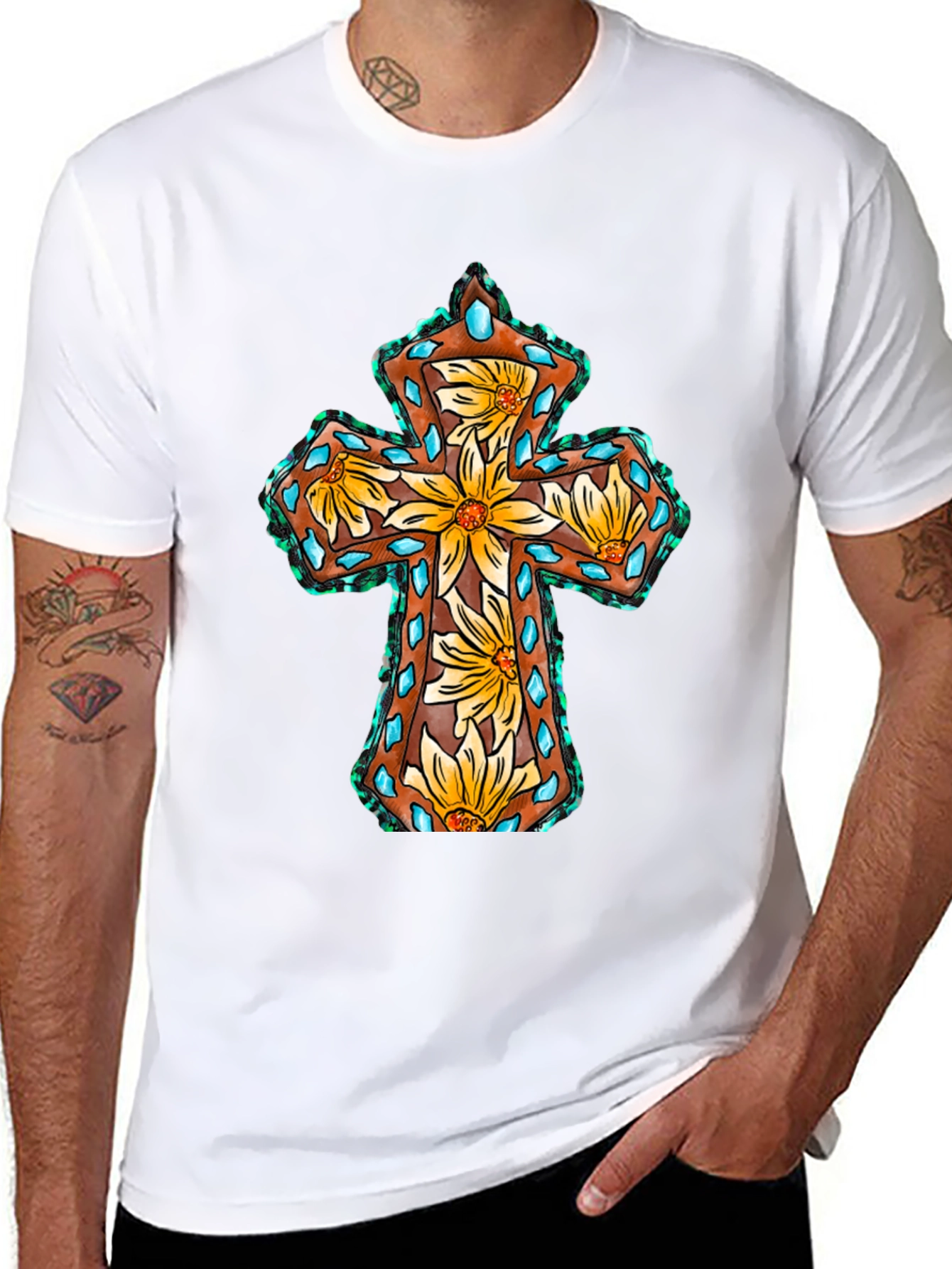 Floral Cross Graphic Tee