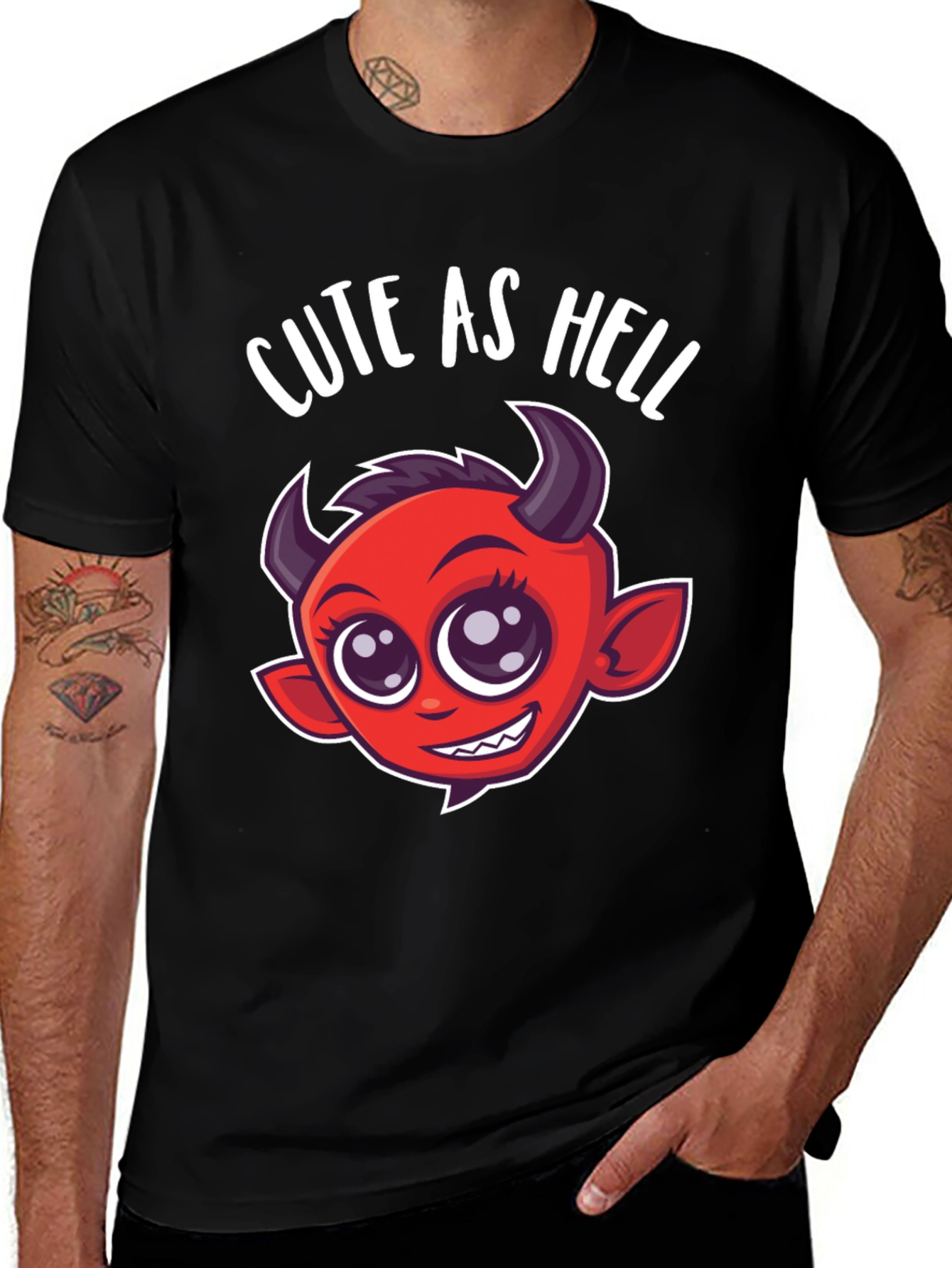 Cute as Hell T-Shirt - Devil Cartoon Graphic Tee