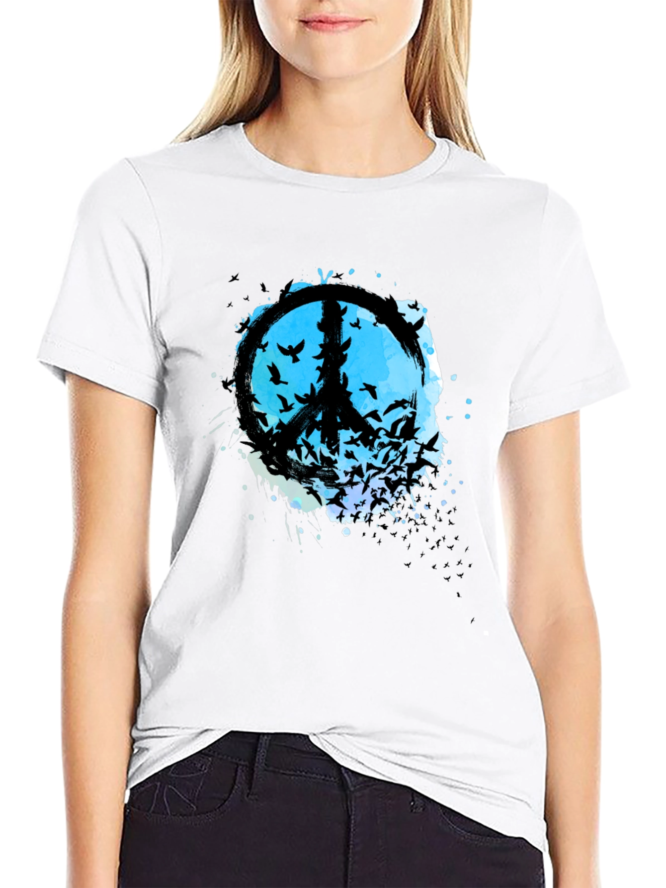Peace Sign Bird Silhouette Graphic Tee