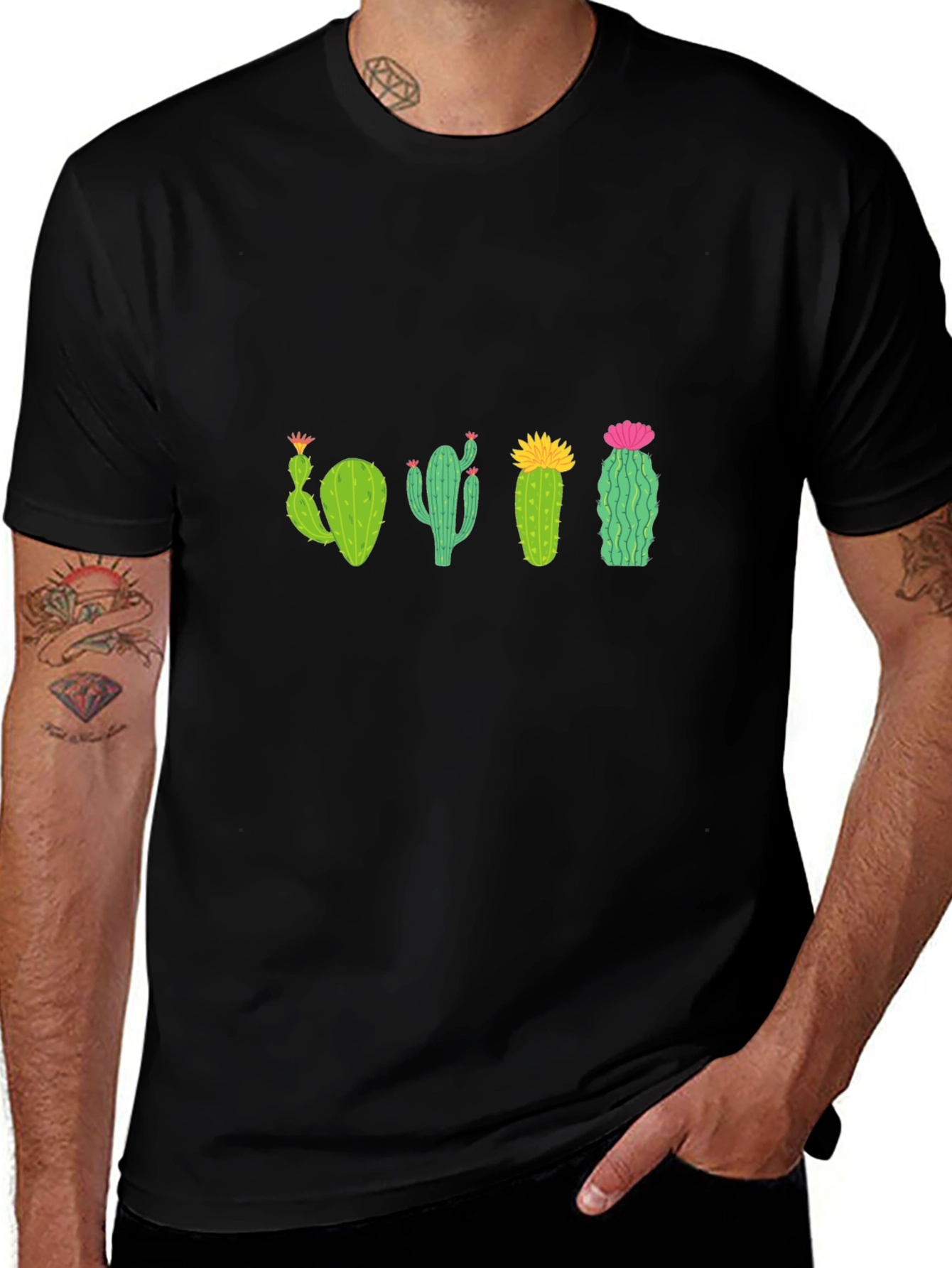 Cactus Crew Neck T-Shirt - Black