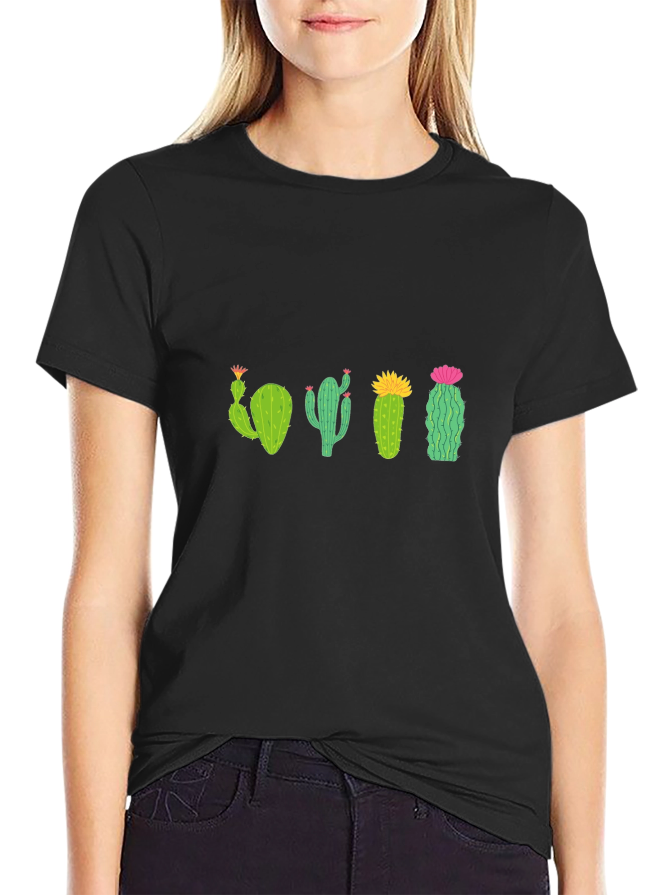 Cactus Crew Neck T-Shirt - Black