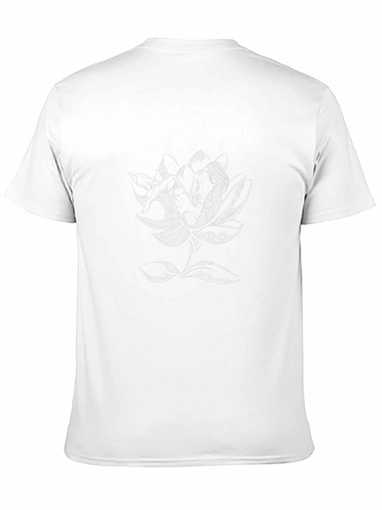 Black T-Shirt with Tribal Lotus Flower Design