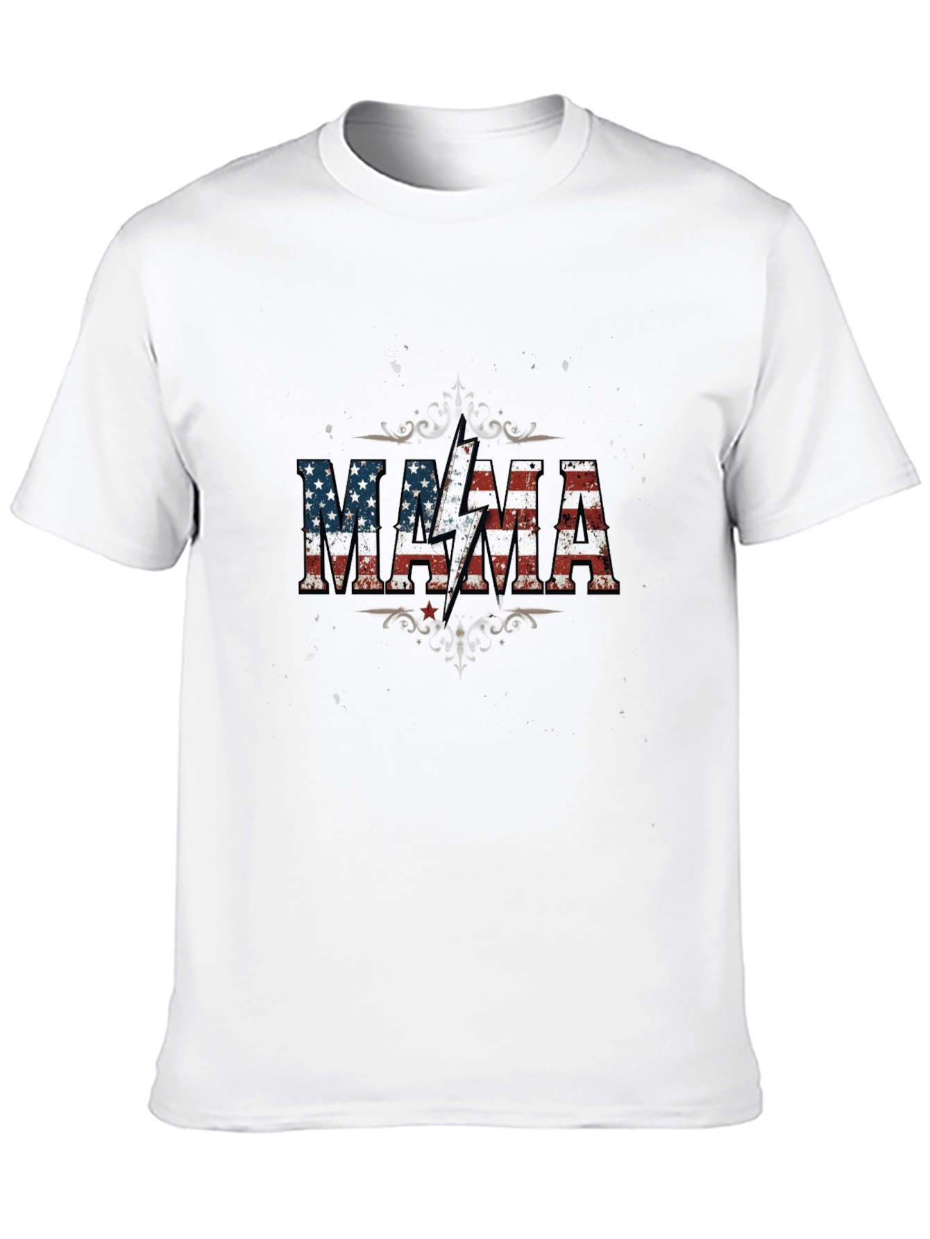 MAMA American Flag Lightning Bolt Graphic T-Shirt