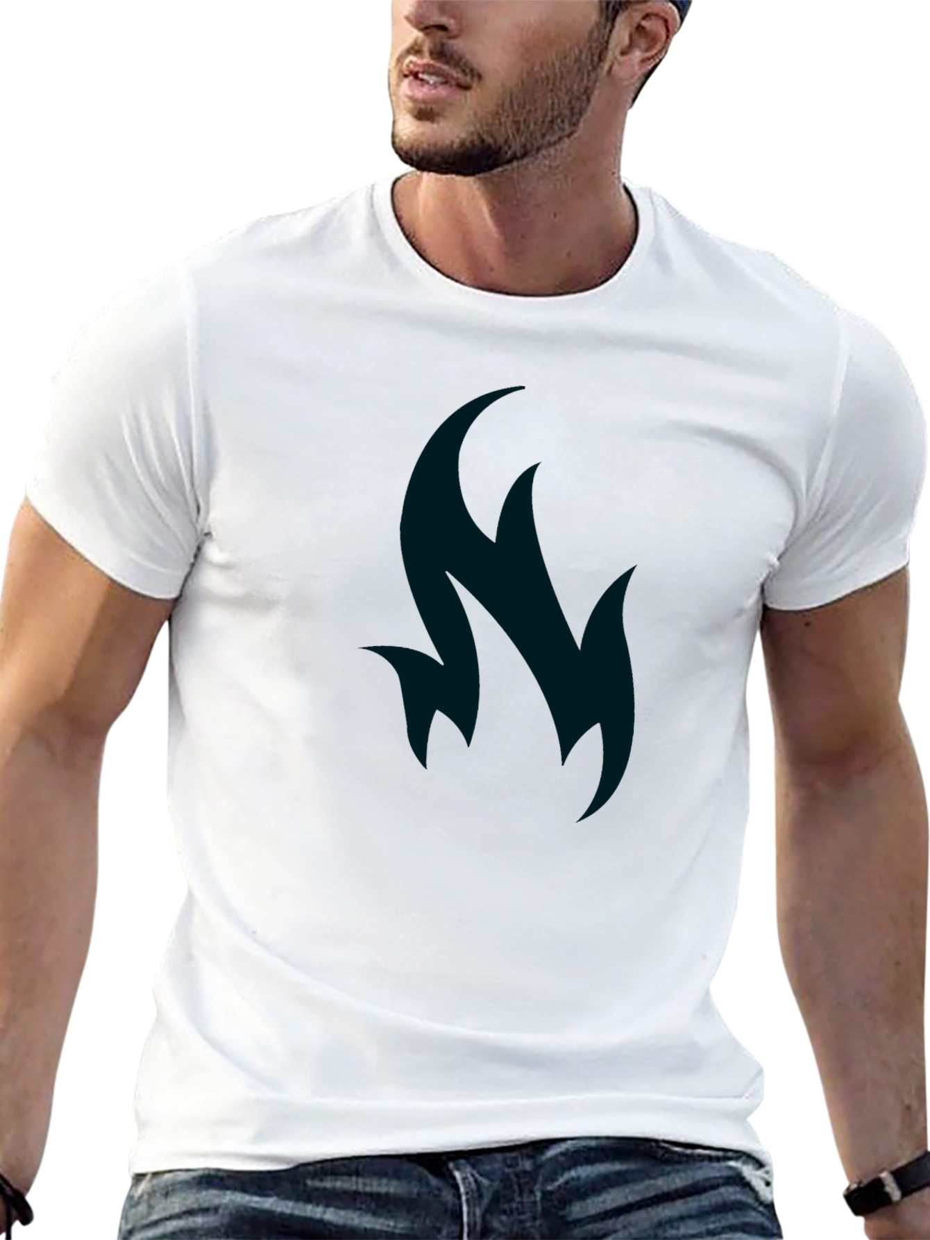Stylish Black T-Shirt with Flame Design