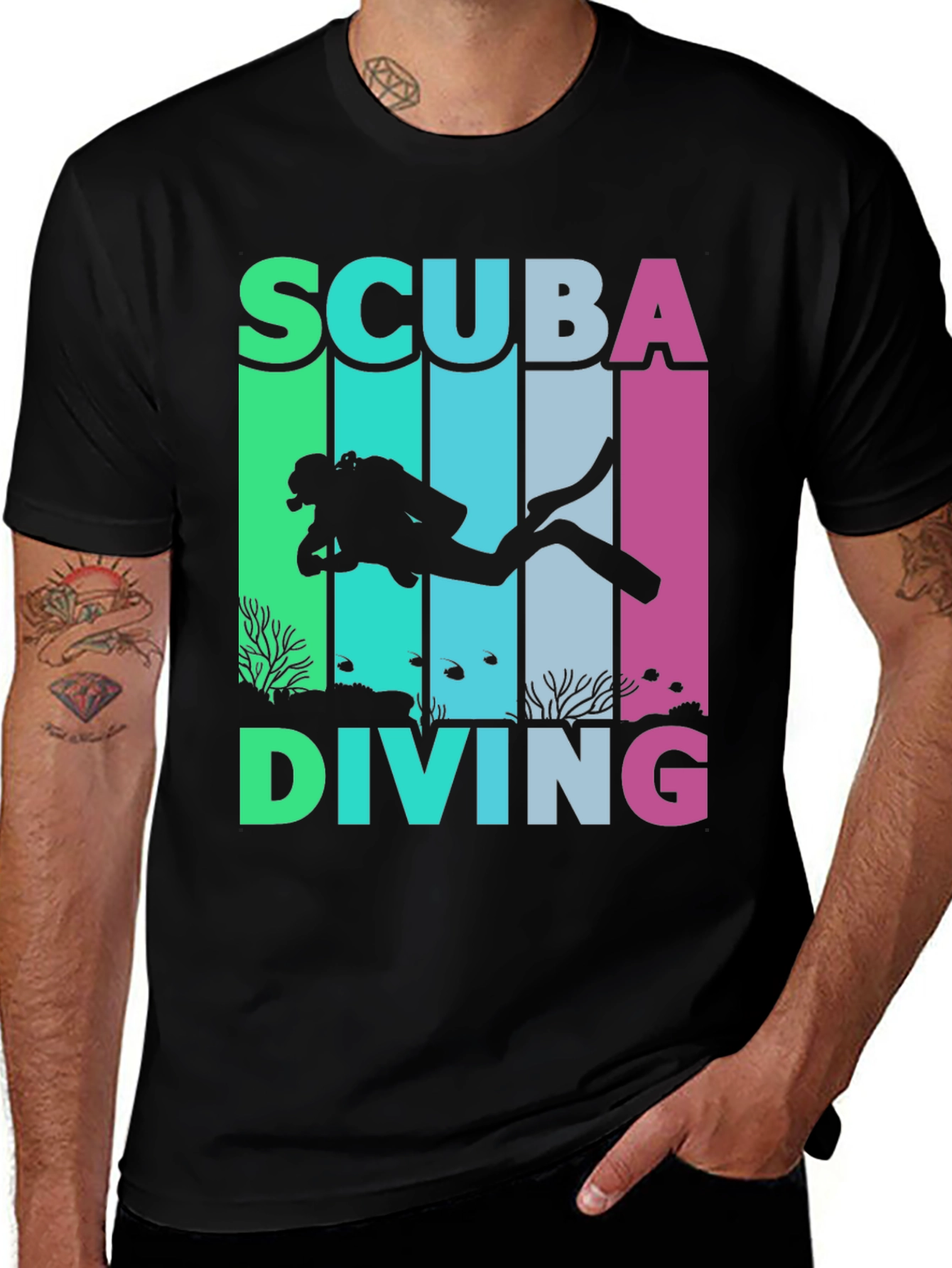 Scuba Diving T-Shirt - Diver Silhouette Graphic Tee