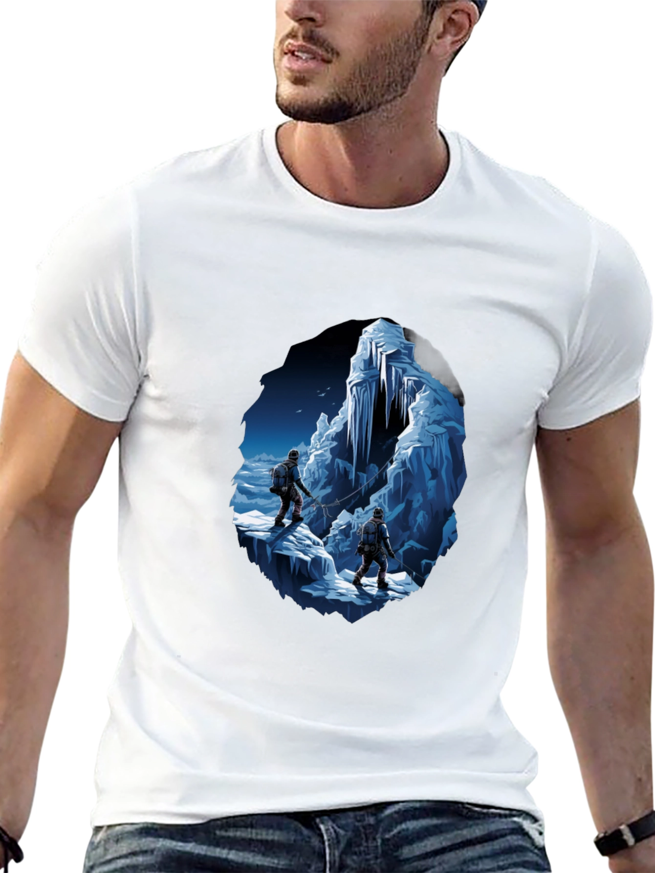 Ice Climbers Graphic Tee - Black Crew Neck T-Shirt