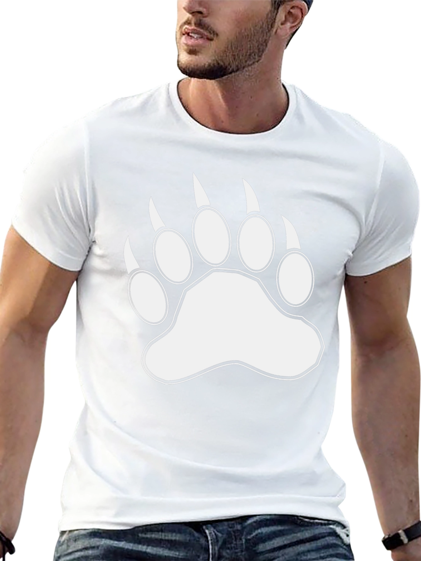 Bear Paw Print Graphic Black T-Shirt