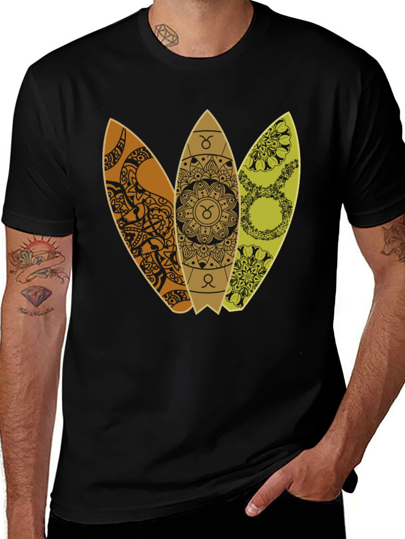 Taurus Zodiac Surfboard T-Shirt - Trendy Graphic Tee