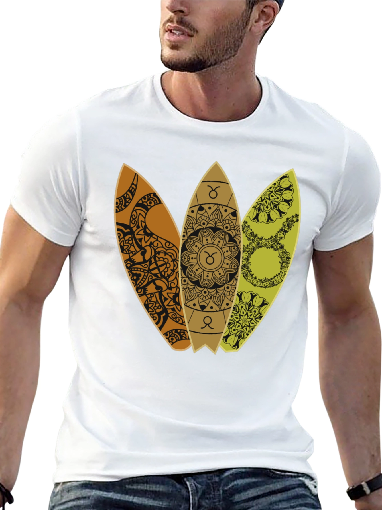 Taurus Zodiac Surfboard T-Shirt - Trendy Graphic Tee