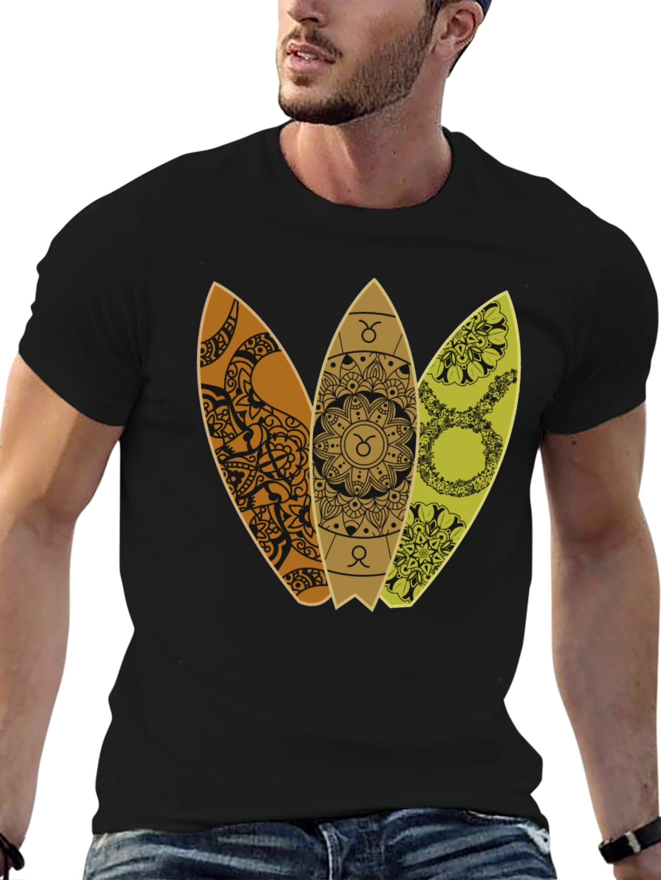 Taurus Zodiac Surfboard T-Shirt - Trendy Graphic Tee