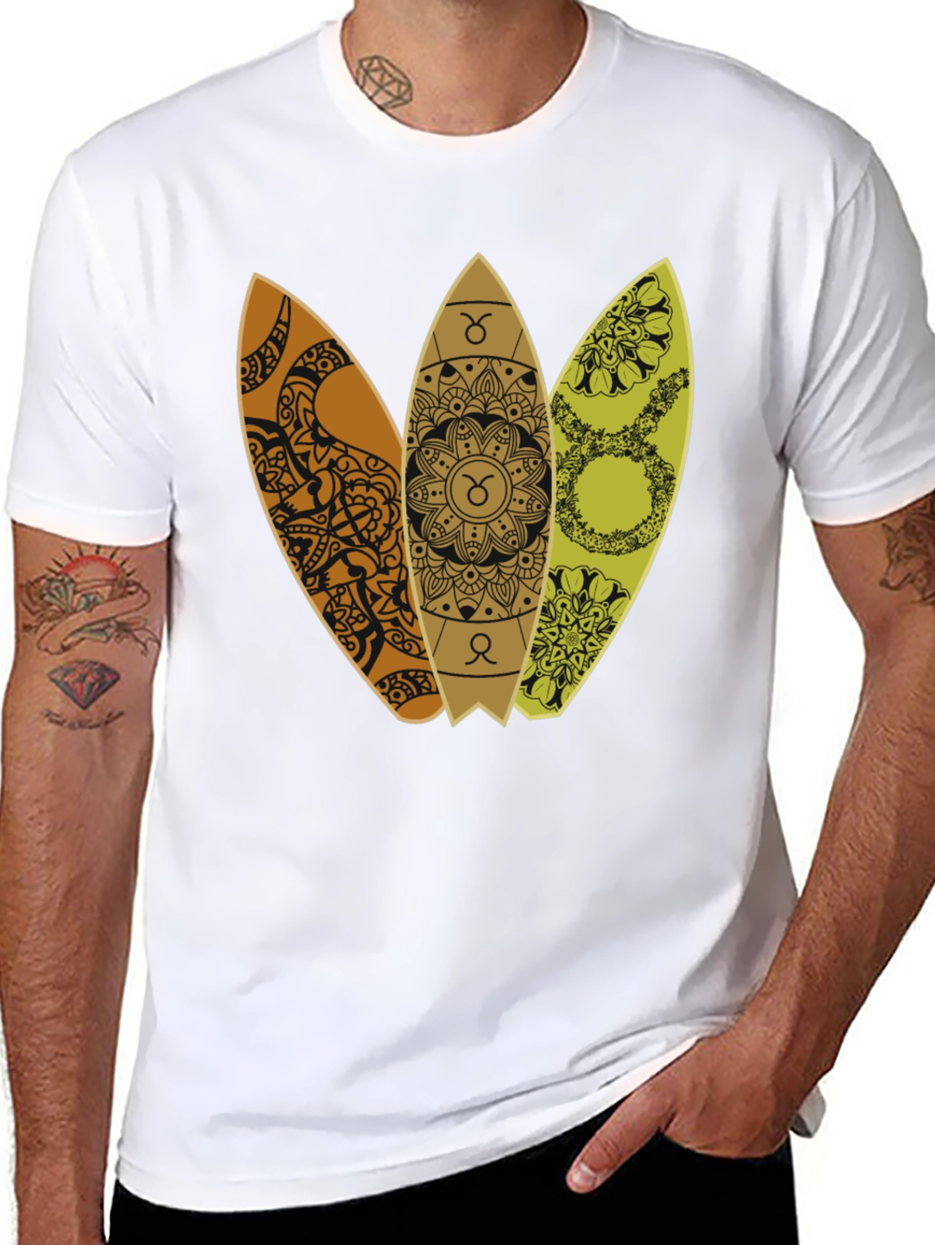 Taurus Zodiac Surfboard T-Shirt - Trendy Graphic Tee